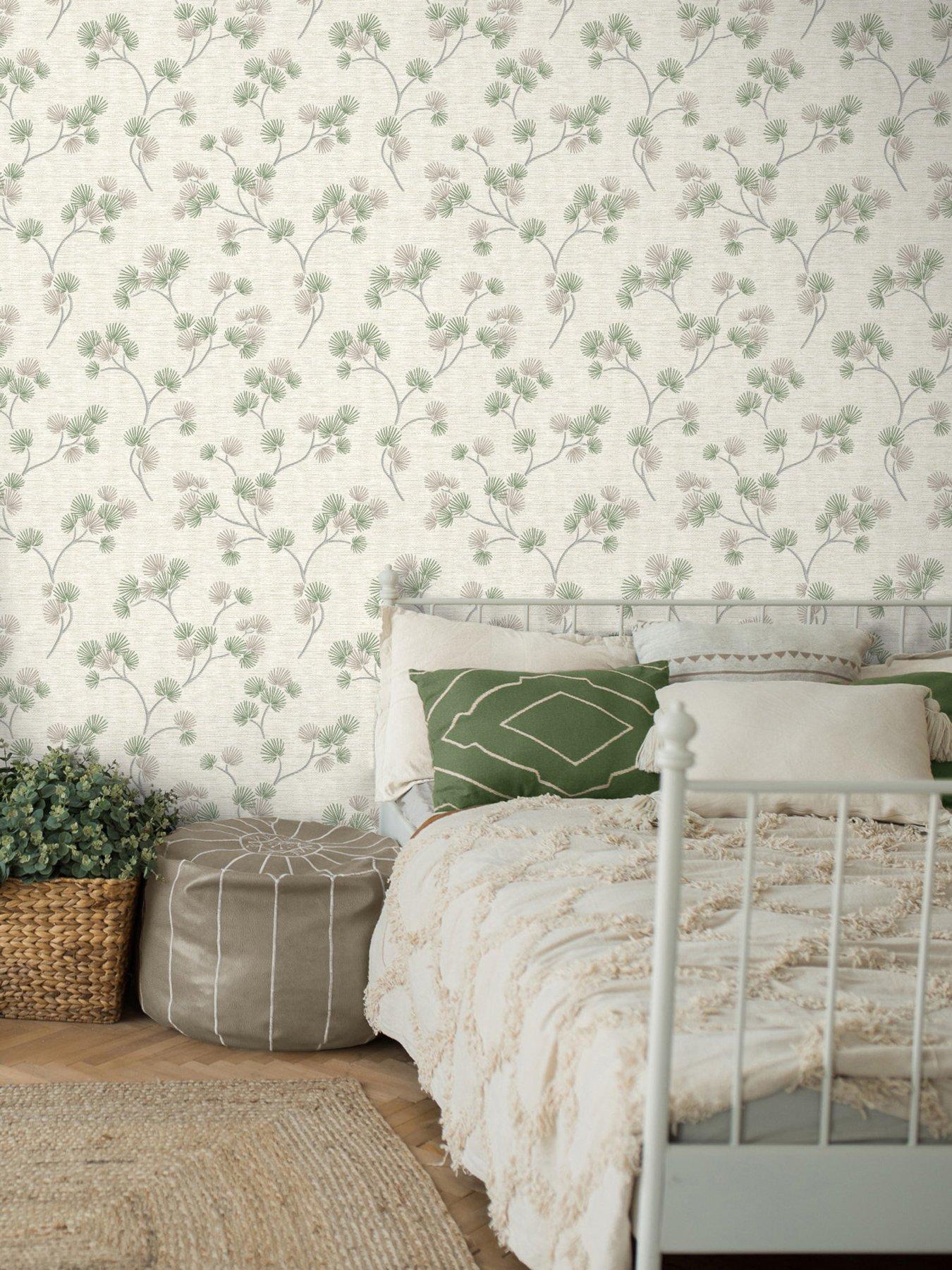  image of fine-decor-kira-green-wallpaper