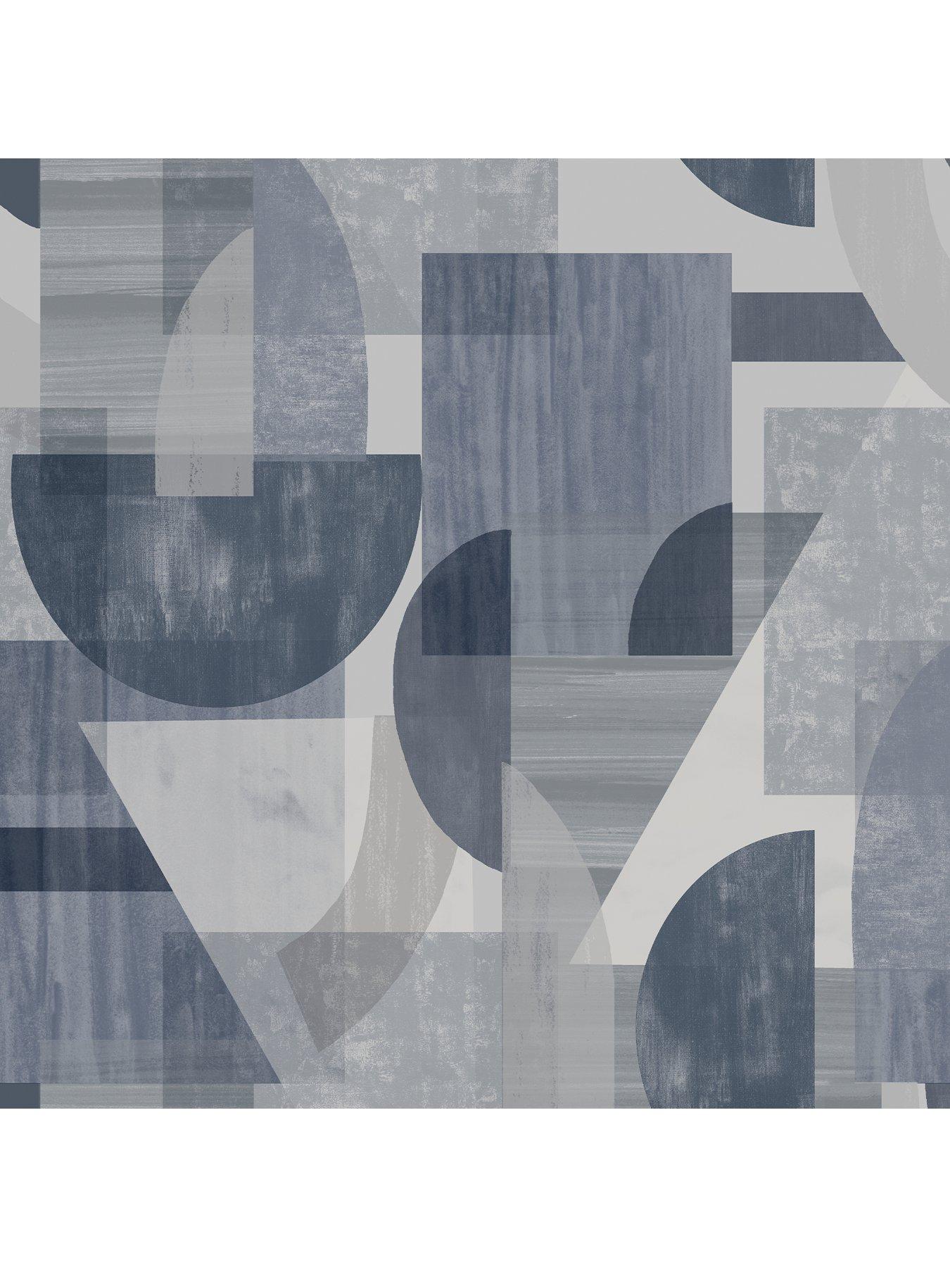  image of fresco-abstract-geo-navy-wallpaper