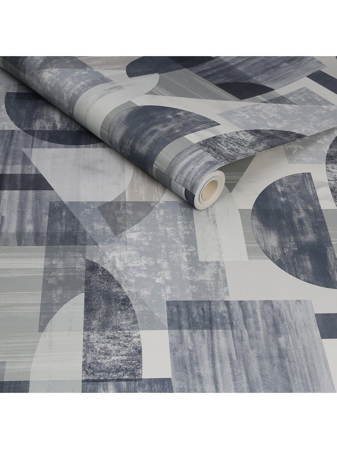  image of fresco-abstract-geo-navy-wallpaper