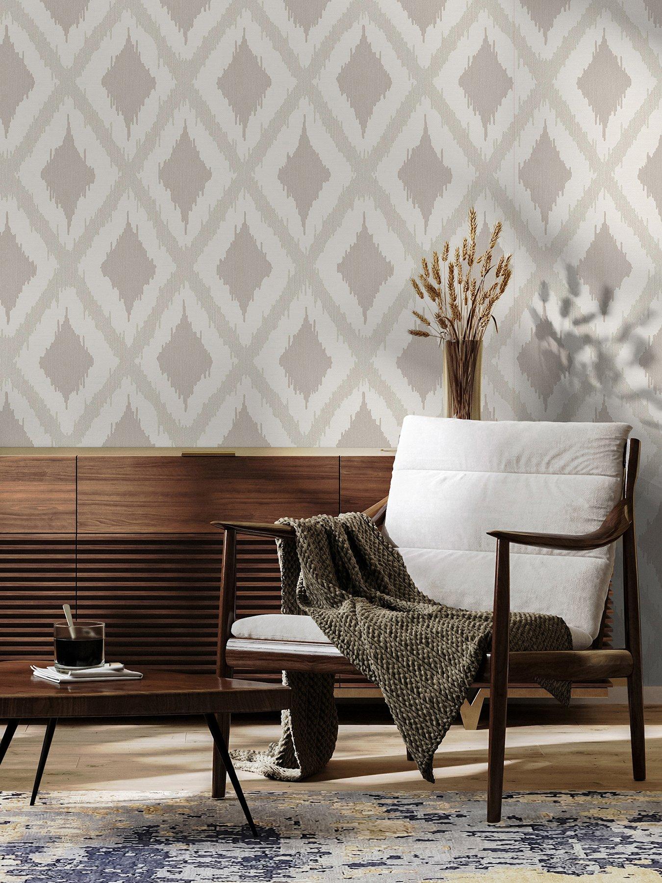  image of fresco-ikat-natural-wallpaper