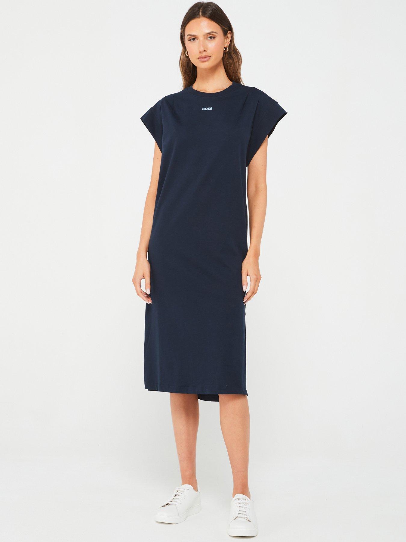 undefined Edress Logo Jersey Midi Dress - Navy
