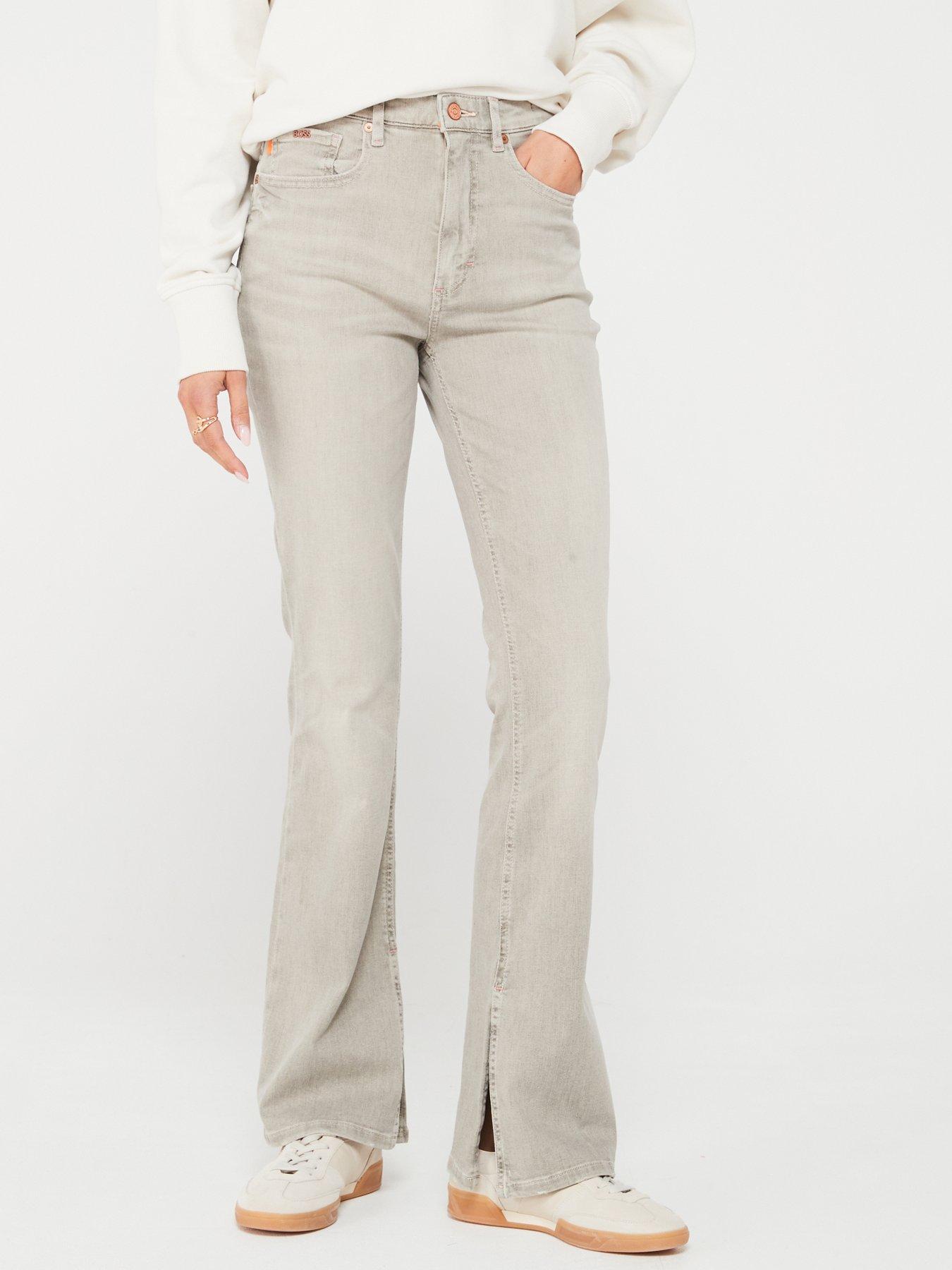 undefined Rosa High Rise Split Hem Flare Jeans - Grey