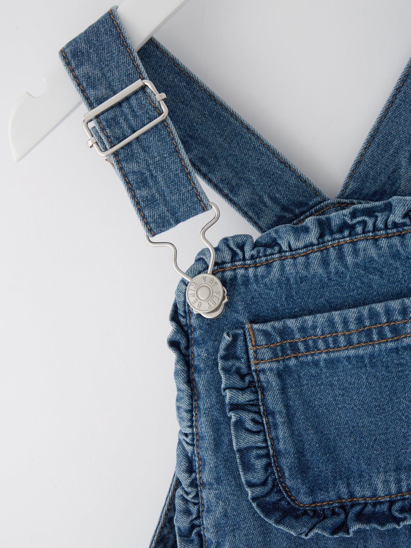 image of v-by-very-girls-frill-dungaree-blue