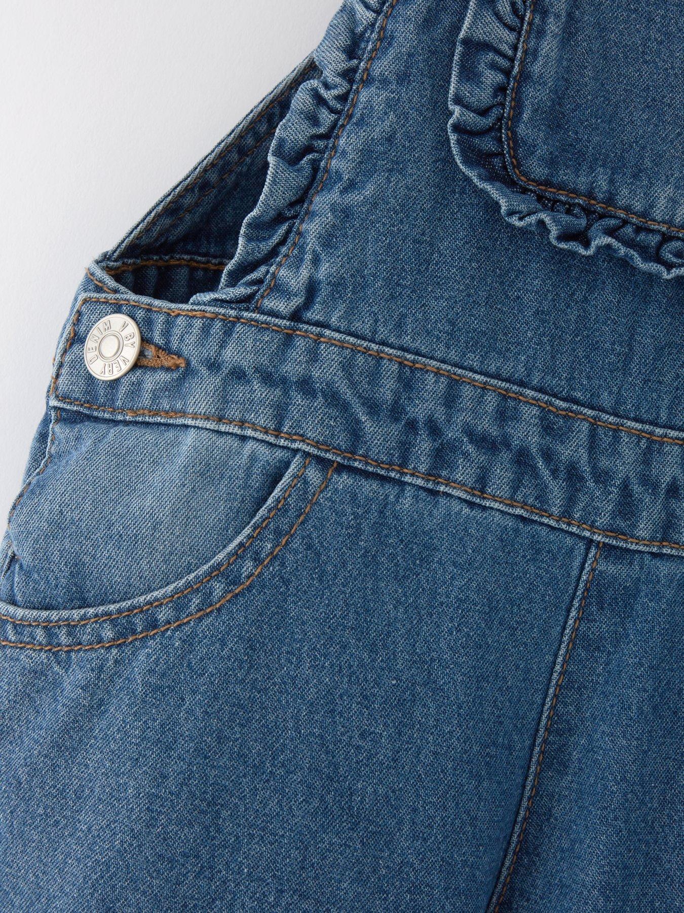  image of v-by-very-girls-frill-dungaree-blue