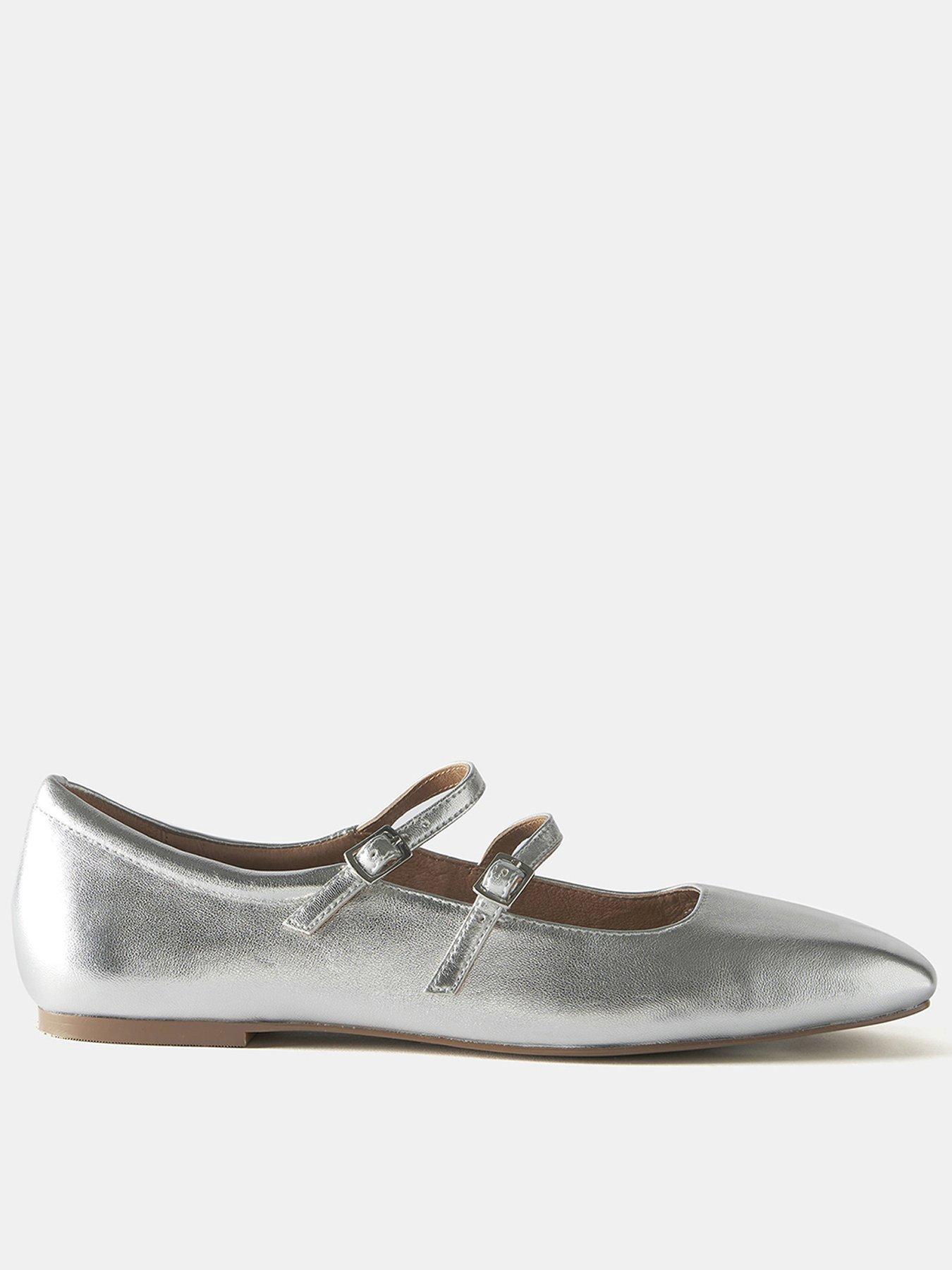 front image of mint-velvet-mary-jane-leather-ballet-pumps-silver