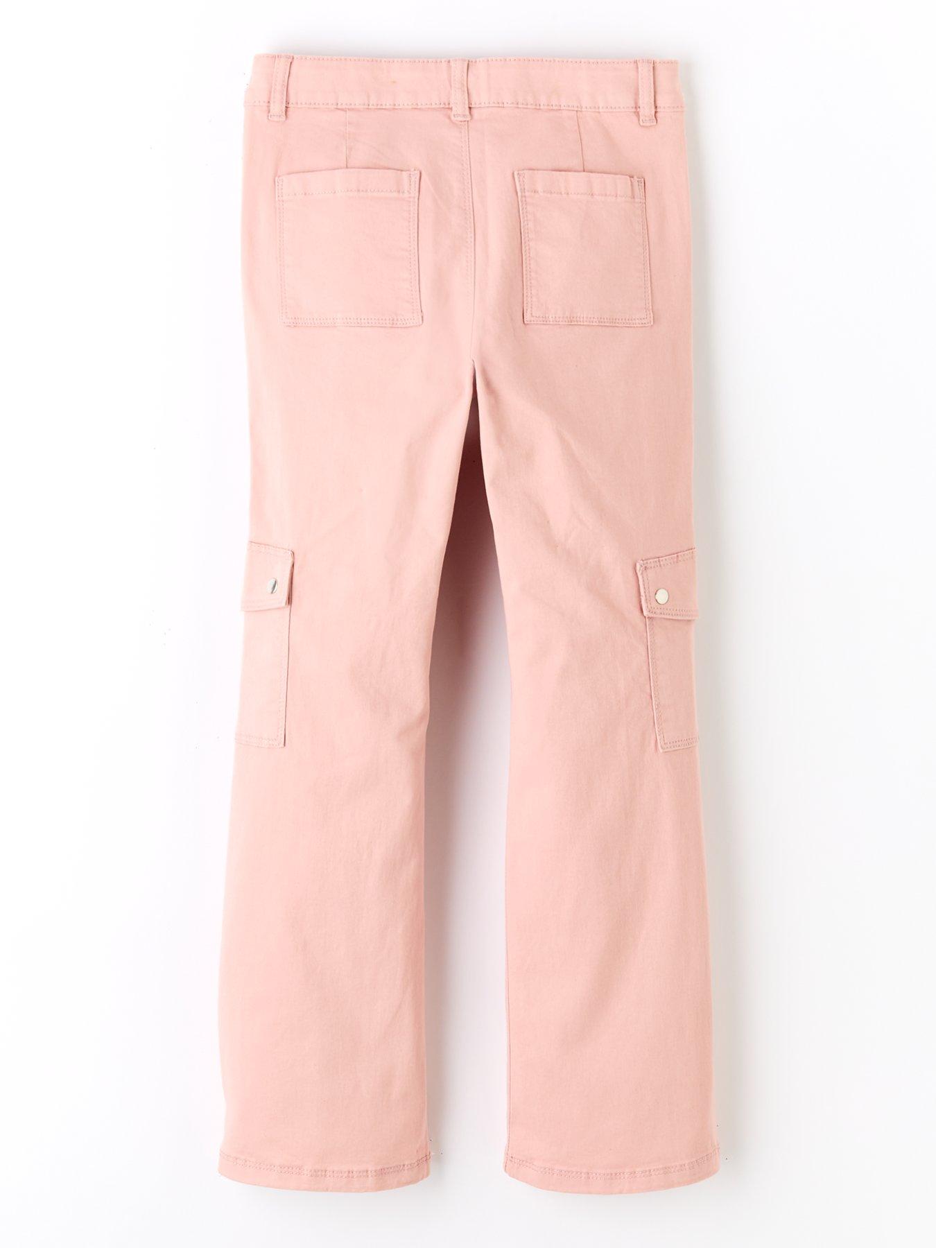  image of v-by-very-girls-woven-cargo-trouser-pink