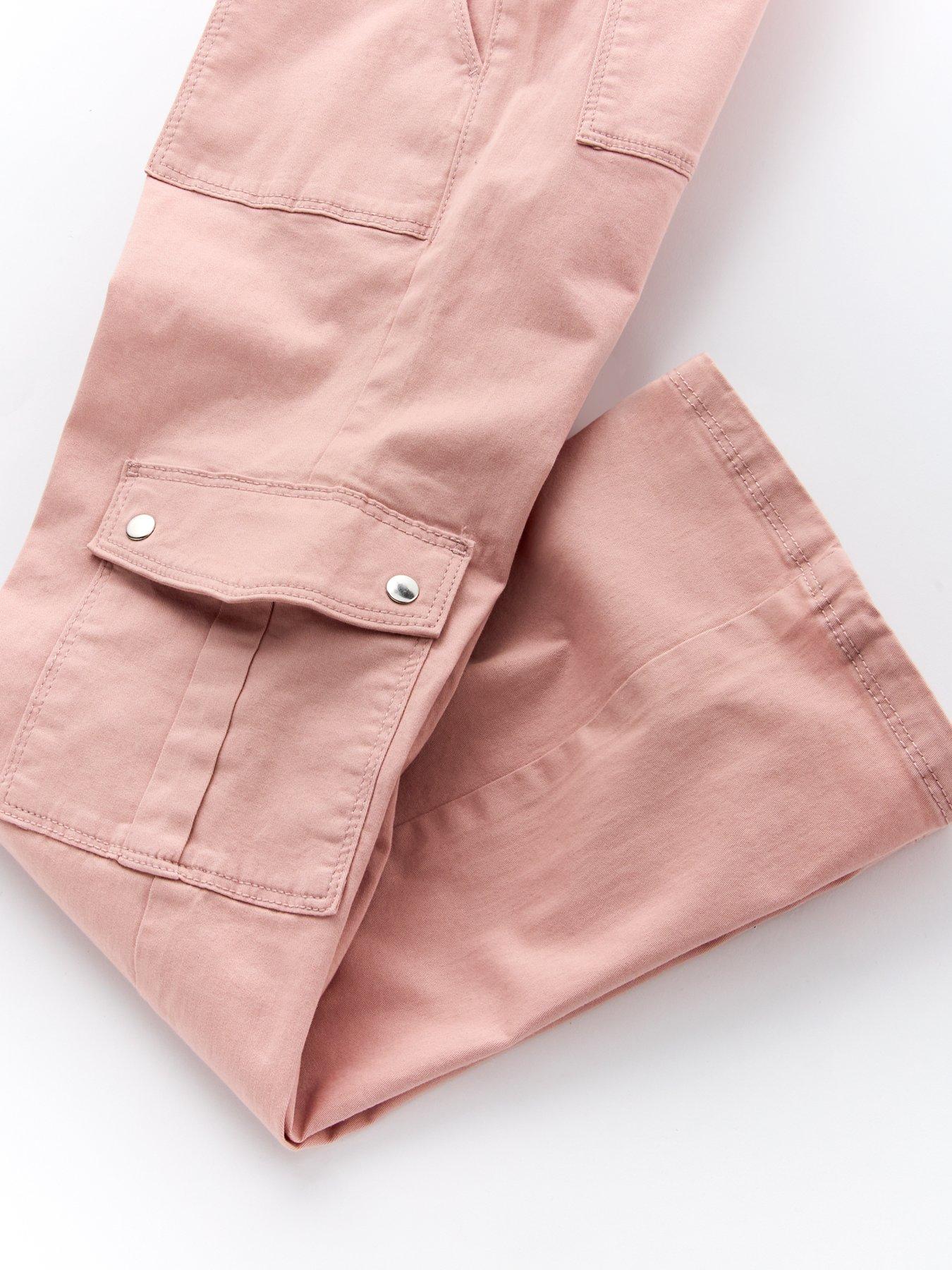  image of v-by-very-girls-woven-cargo-trouser-pink