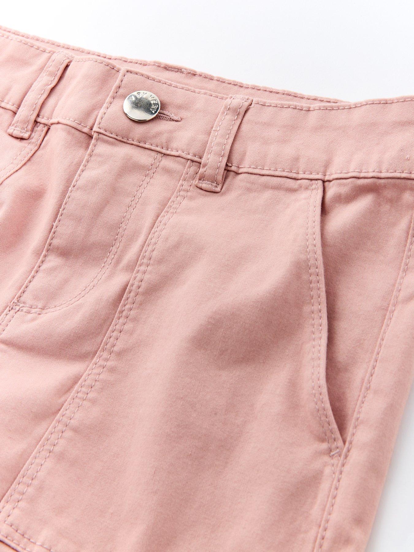  image of v-by-very-girls-woven-cargo-trouser-pink