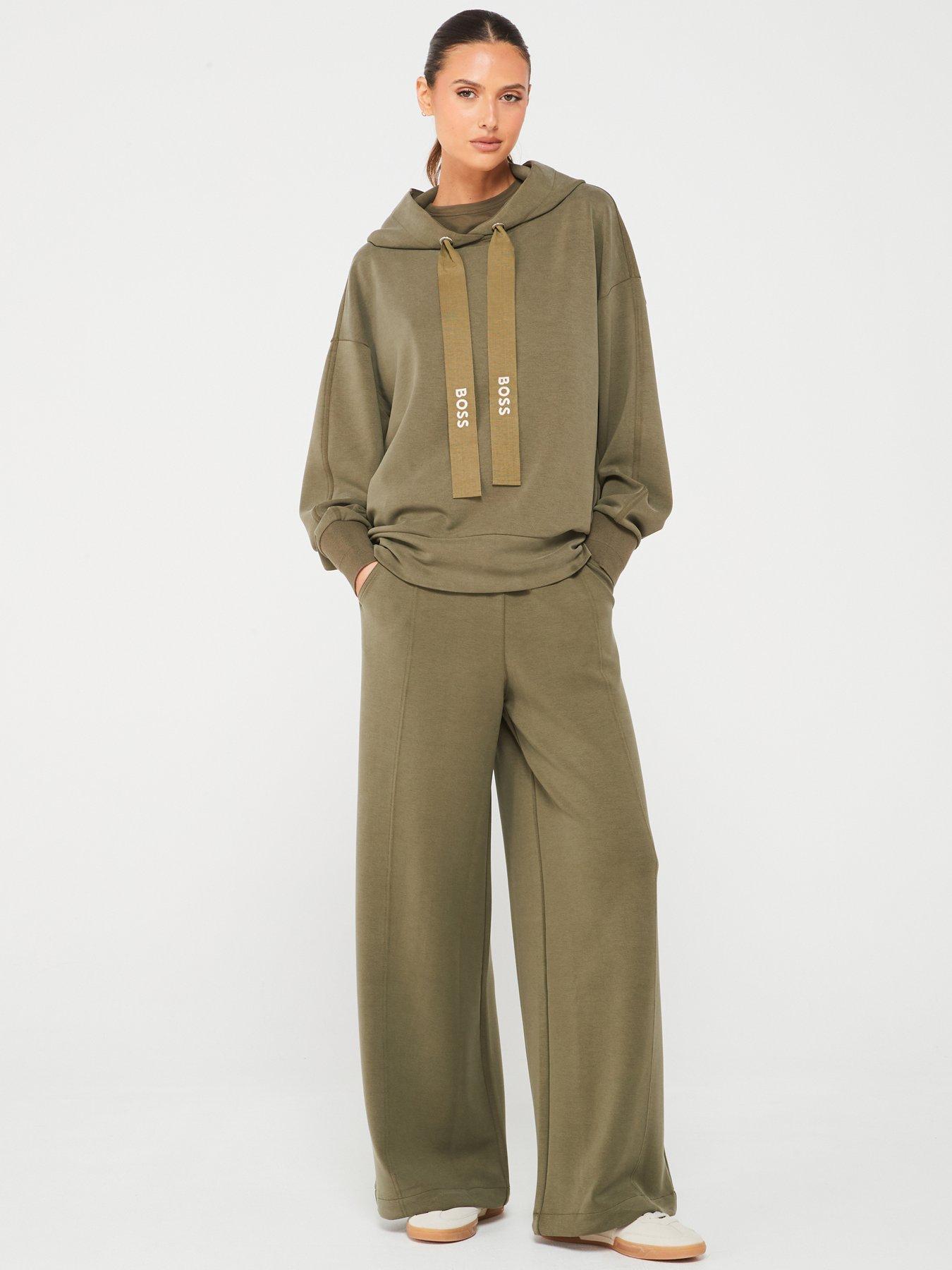  image of boss-efelpa-super-soft-oversized-hoodie-green