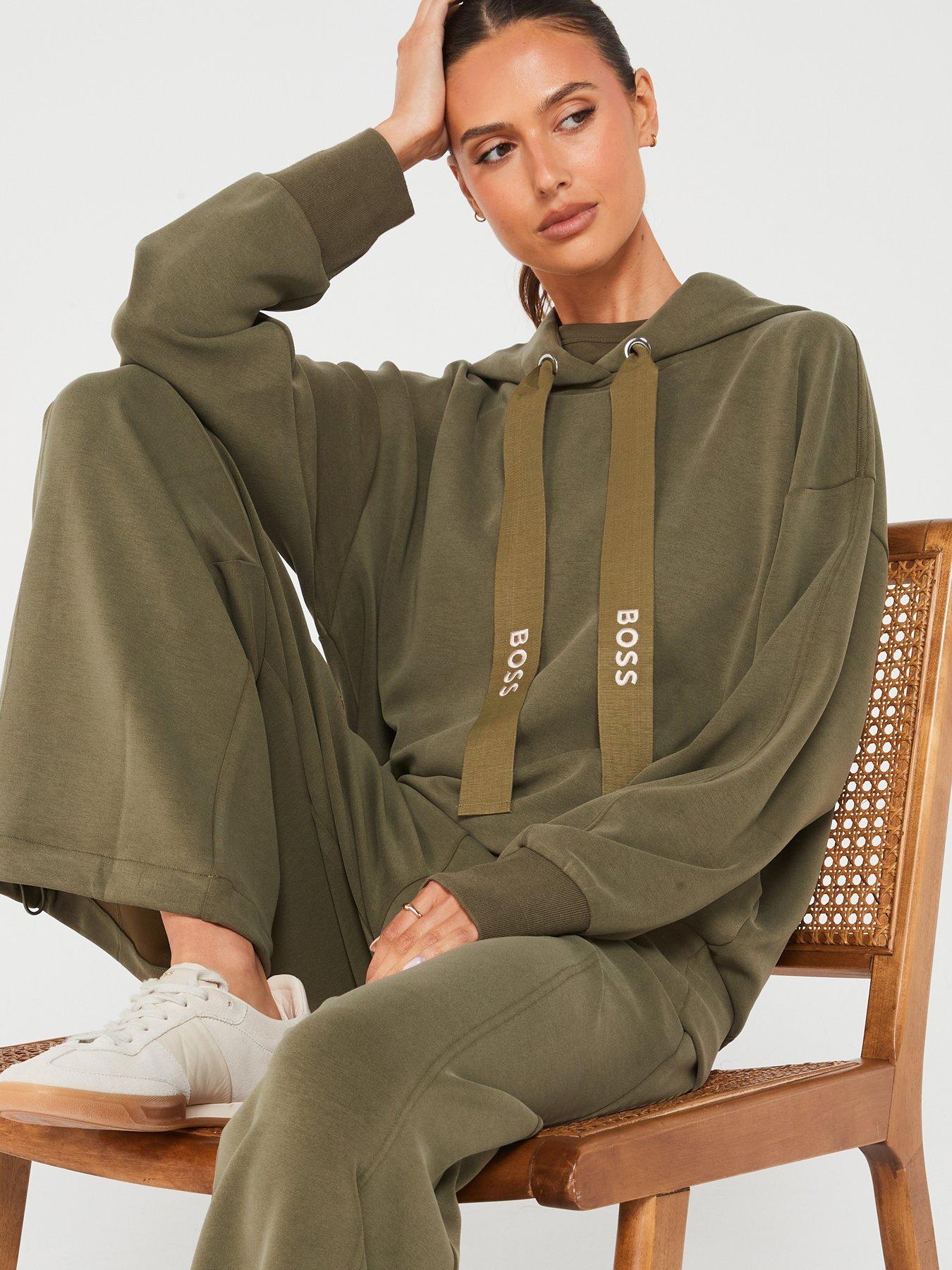  image of boss-efelpa-super-soft-oversized-hoodie-green