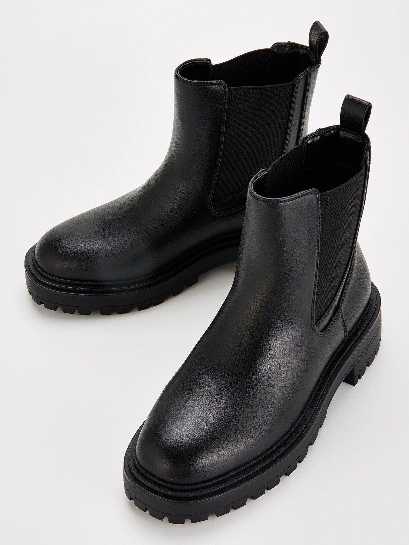 V by Very Wide Fit Chunky Chelsea Boot Black Littlewoods