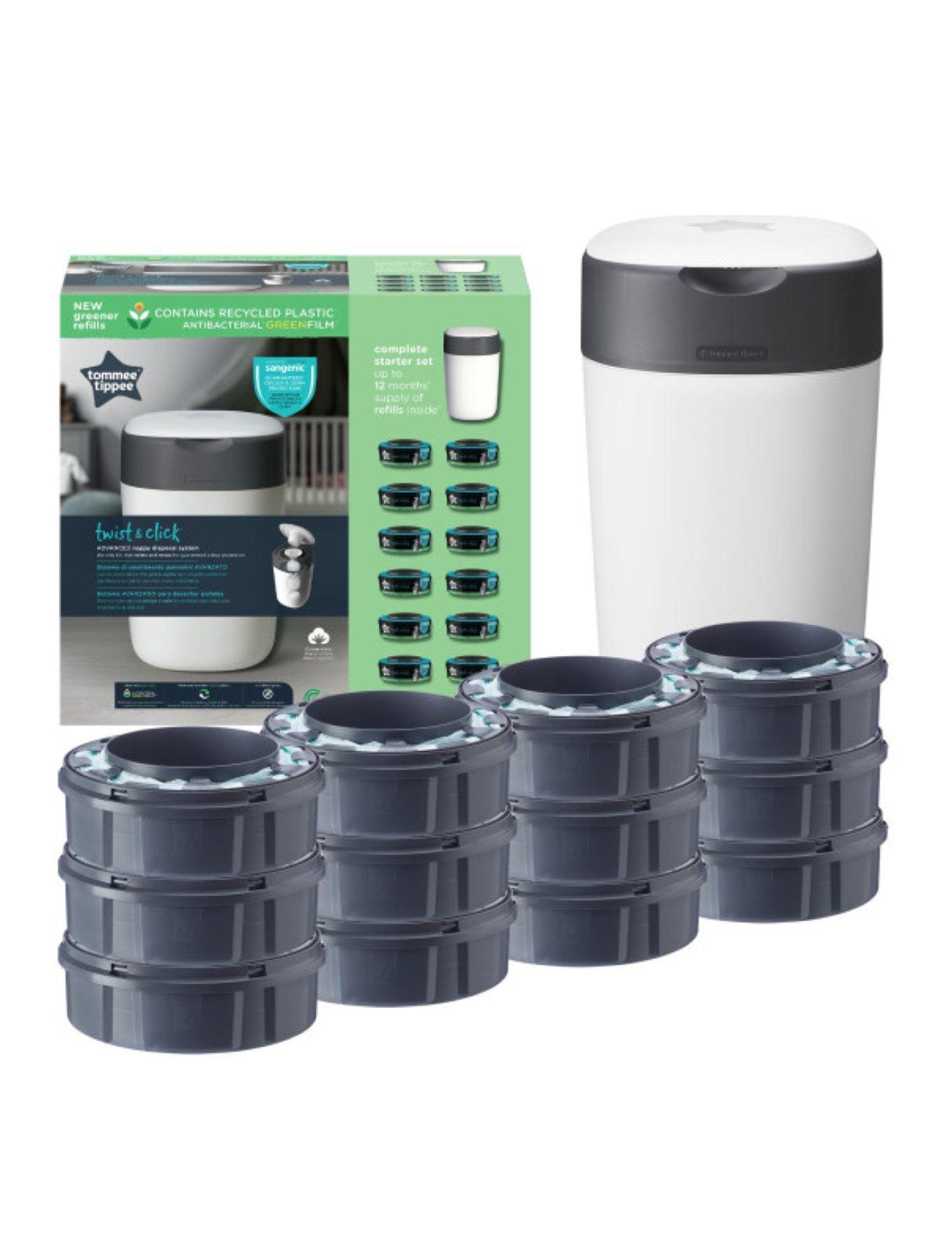 Tommee Tippee Twist  &  Click Nappy Disposal Bin with 12 Refill Cassettes