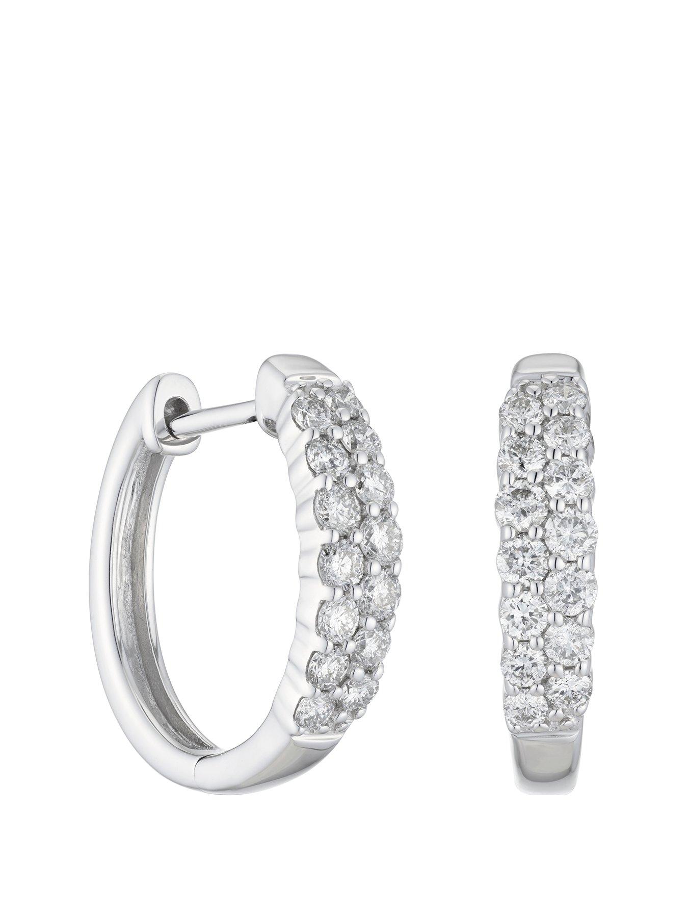 Ernest Jones 9ct White Gold 0.50ct Diamond Hoop Earrings littlewoods