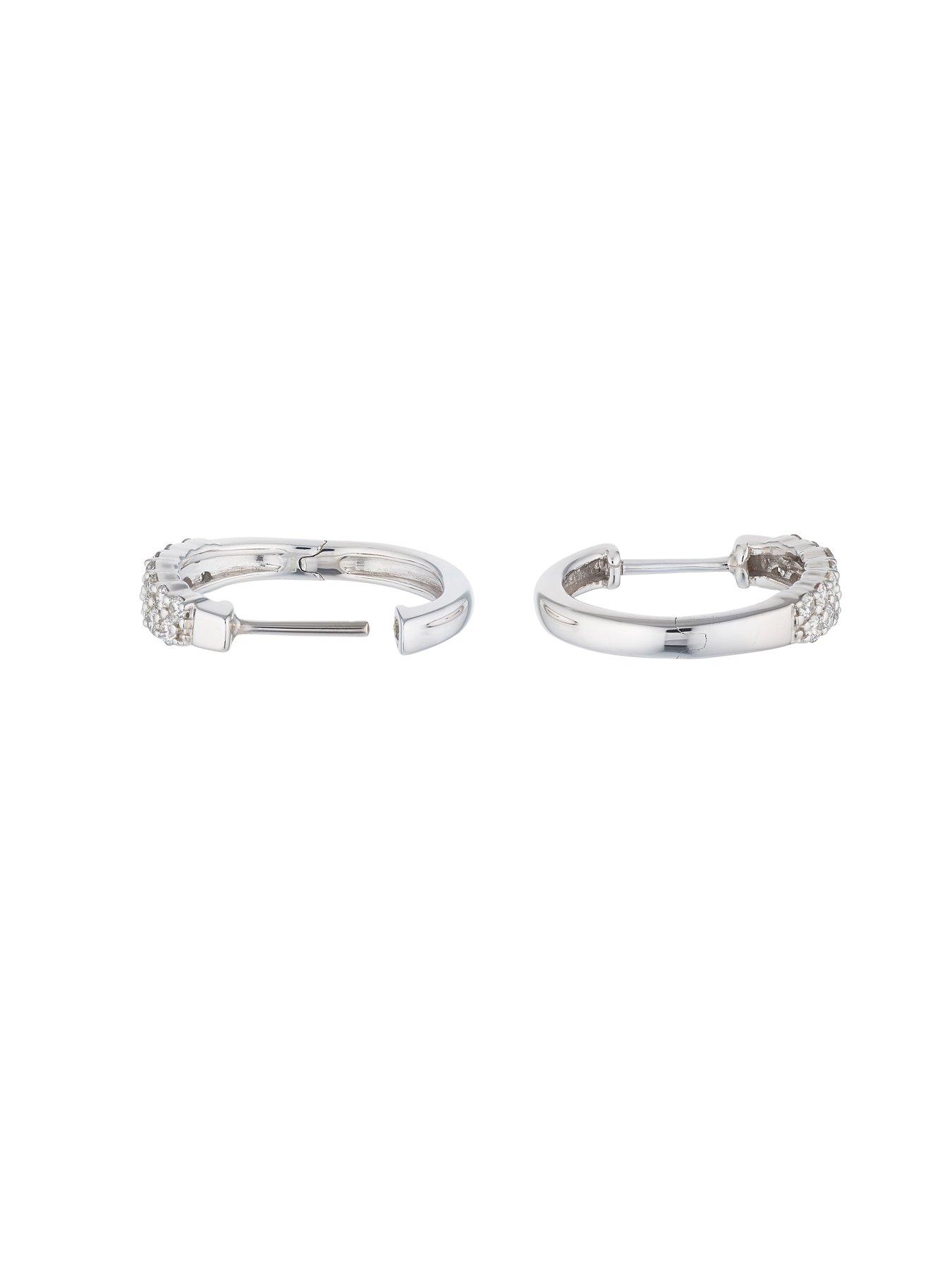  image of ernest-jones-9ct-white-gold-050ct-diamond-hoop-earrings