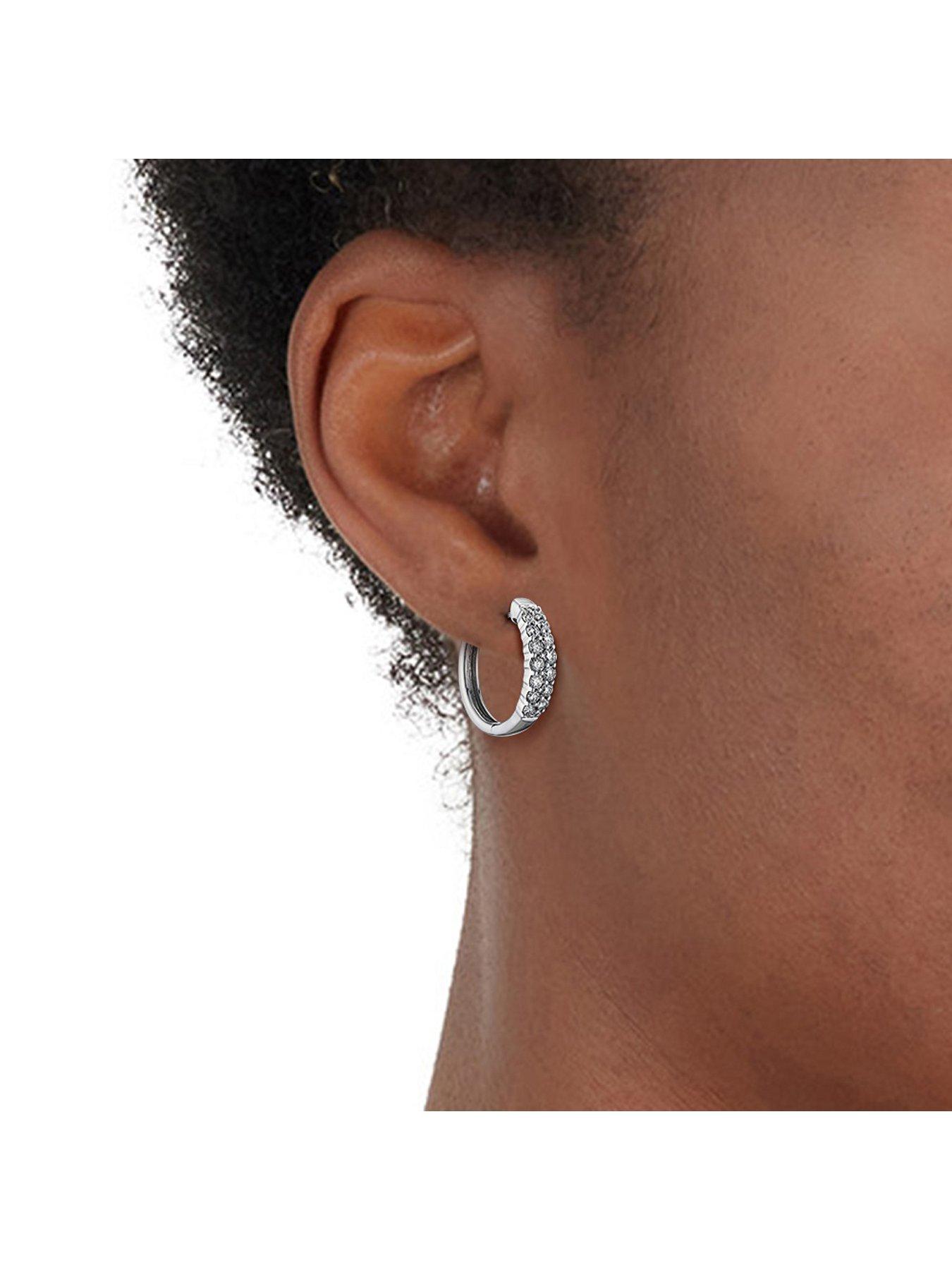  image of ernest-jones-9ct-white-gold-050ct-diamond-hoop-earrings