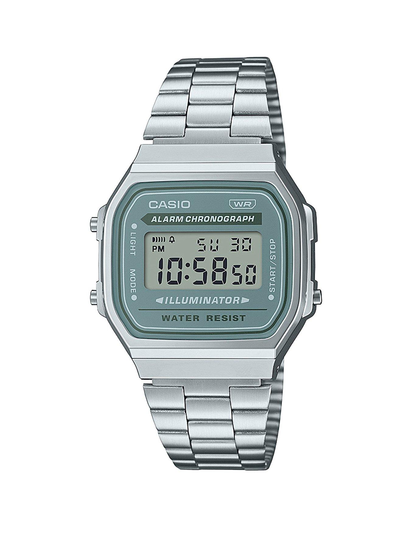 Casio A168WA 3AYES Stainless Steel Bracelet Watch littlewoods