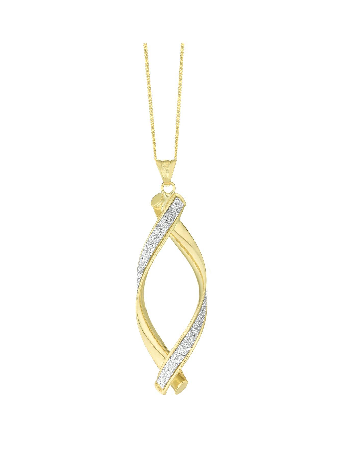 undefined 9ct Yellow Gold Necklace. Sparkle Twist Pendant