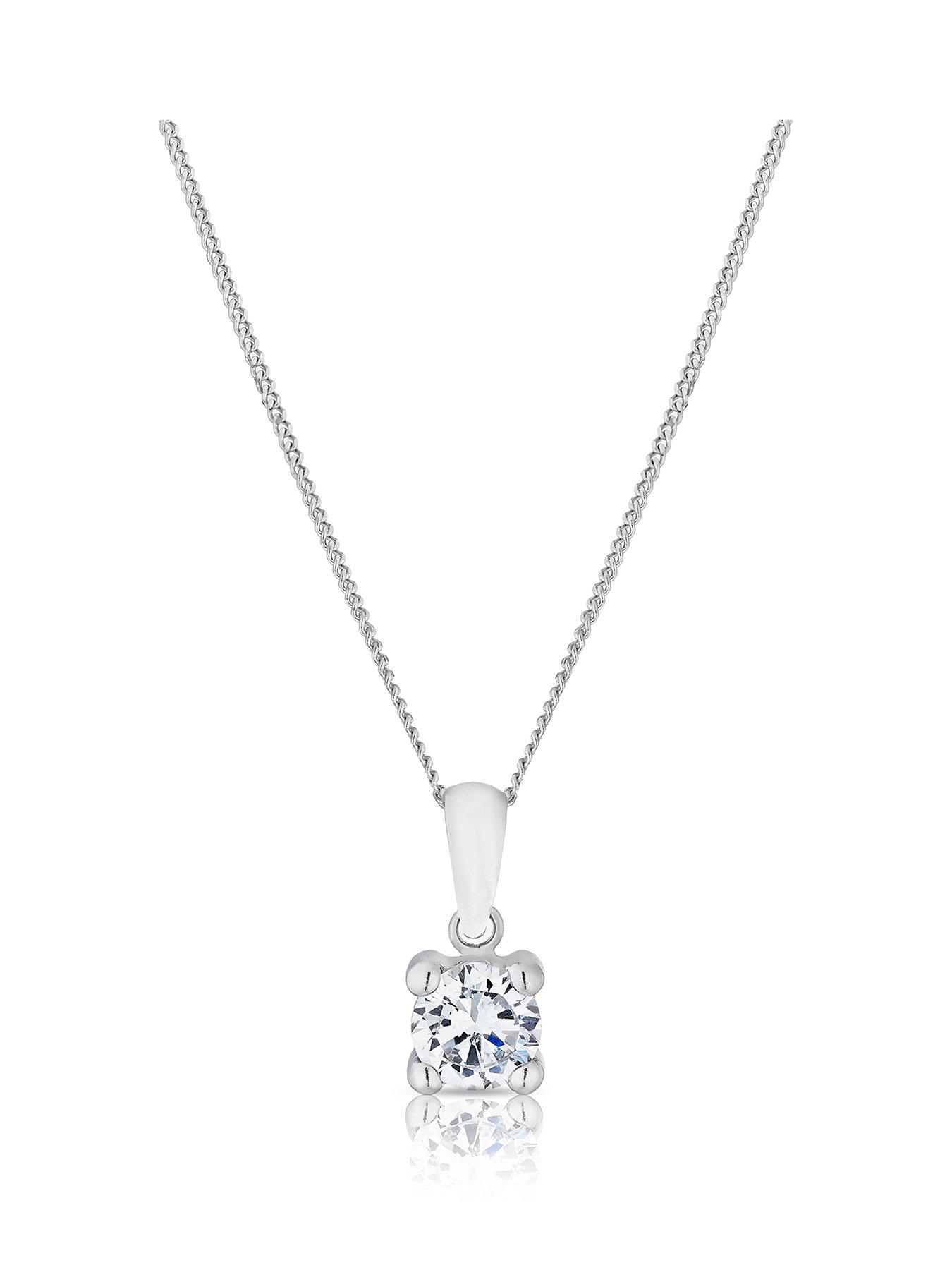 undefined 9ct White Gold & Cubic Zirconia Pendant