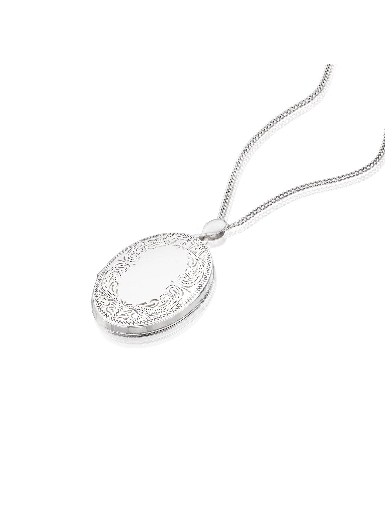  image of ernest-jones-sterling-silver-20-inch-chain-oval-locket