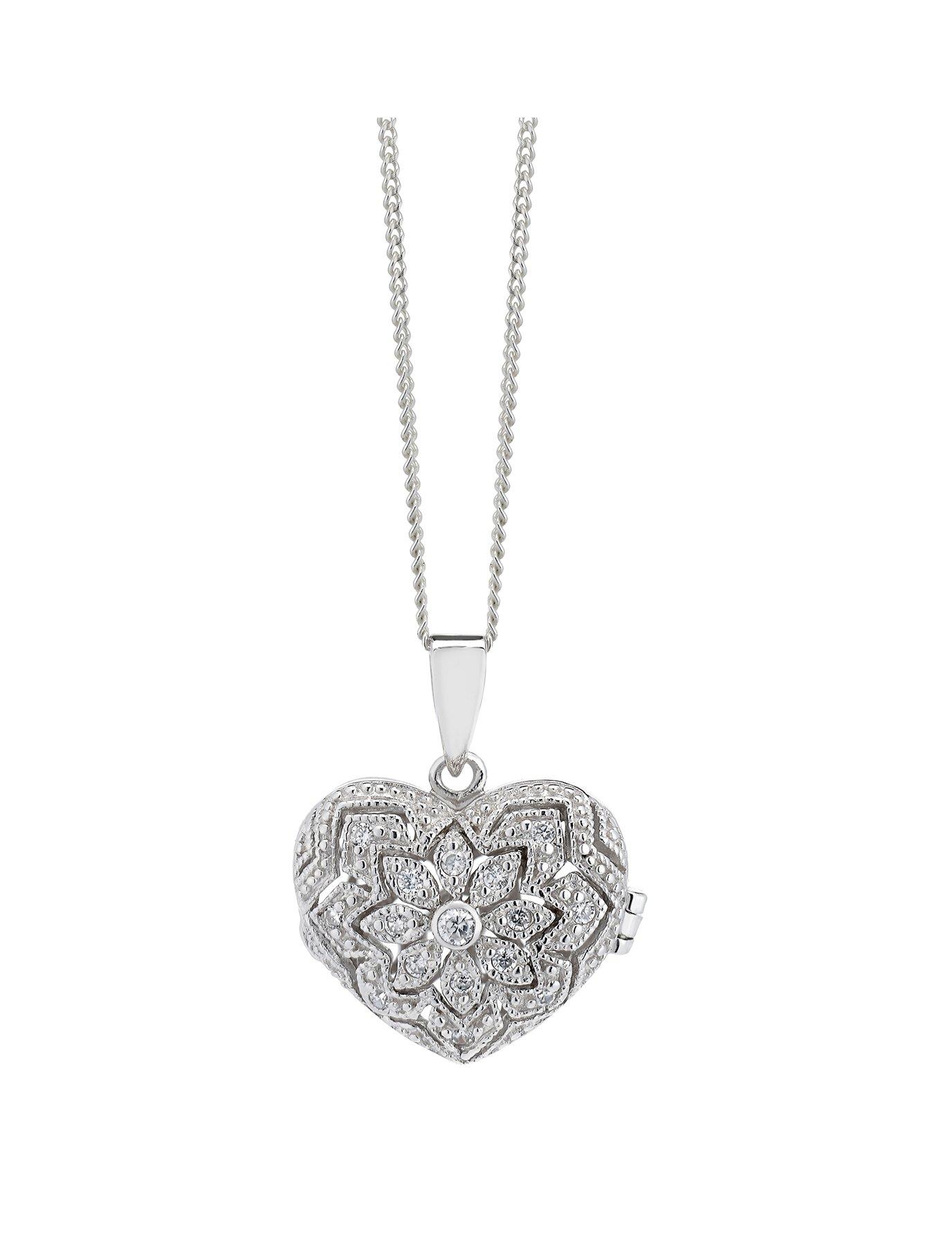 ernest-jones-sterling-silver-necklace-18-inch-cubic-zirconia-vintage-locket