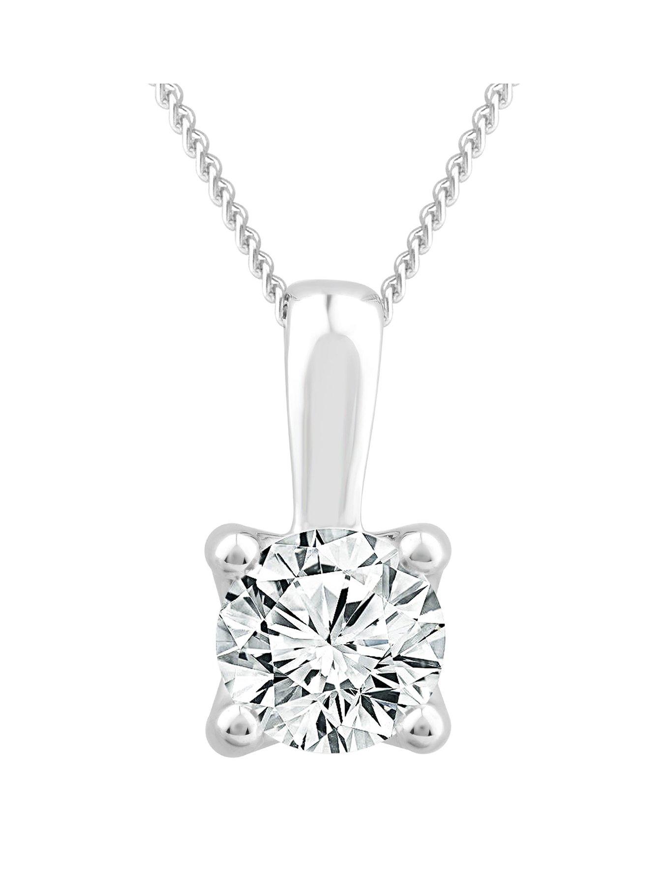 undefined 9ct White Gold Necklace. 0.50ct Diamond Solitaire Pendant