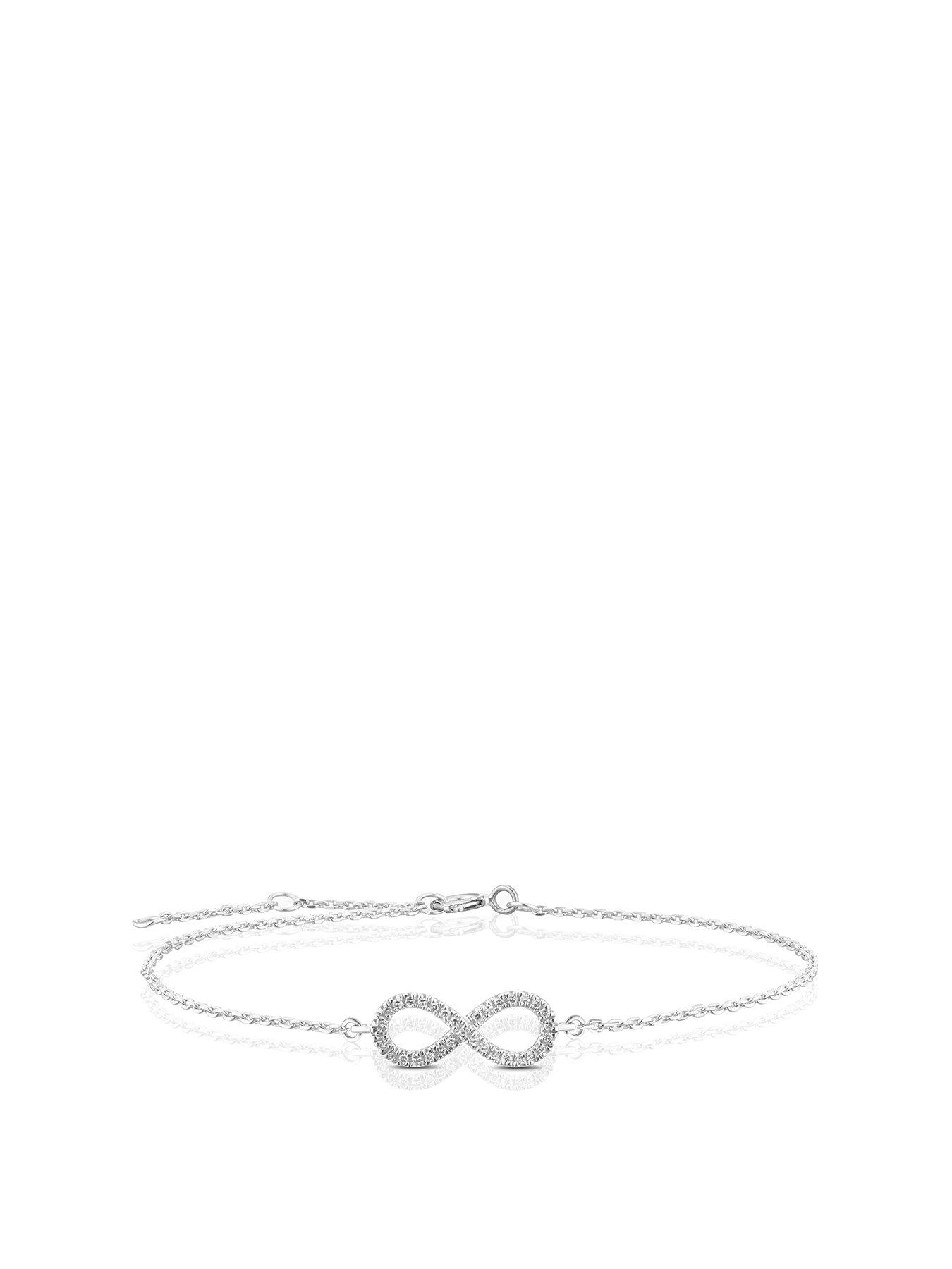  image of ernest-jones-9ct-white-gold-diamond-adjustable-infinity-bracelet