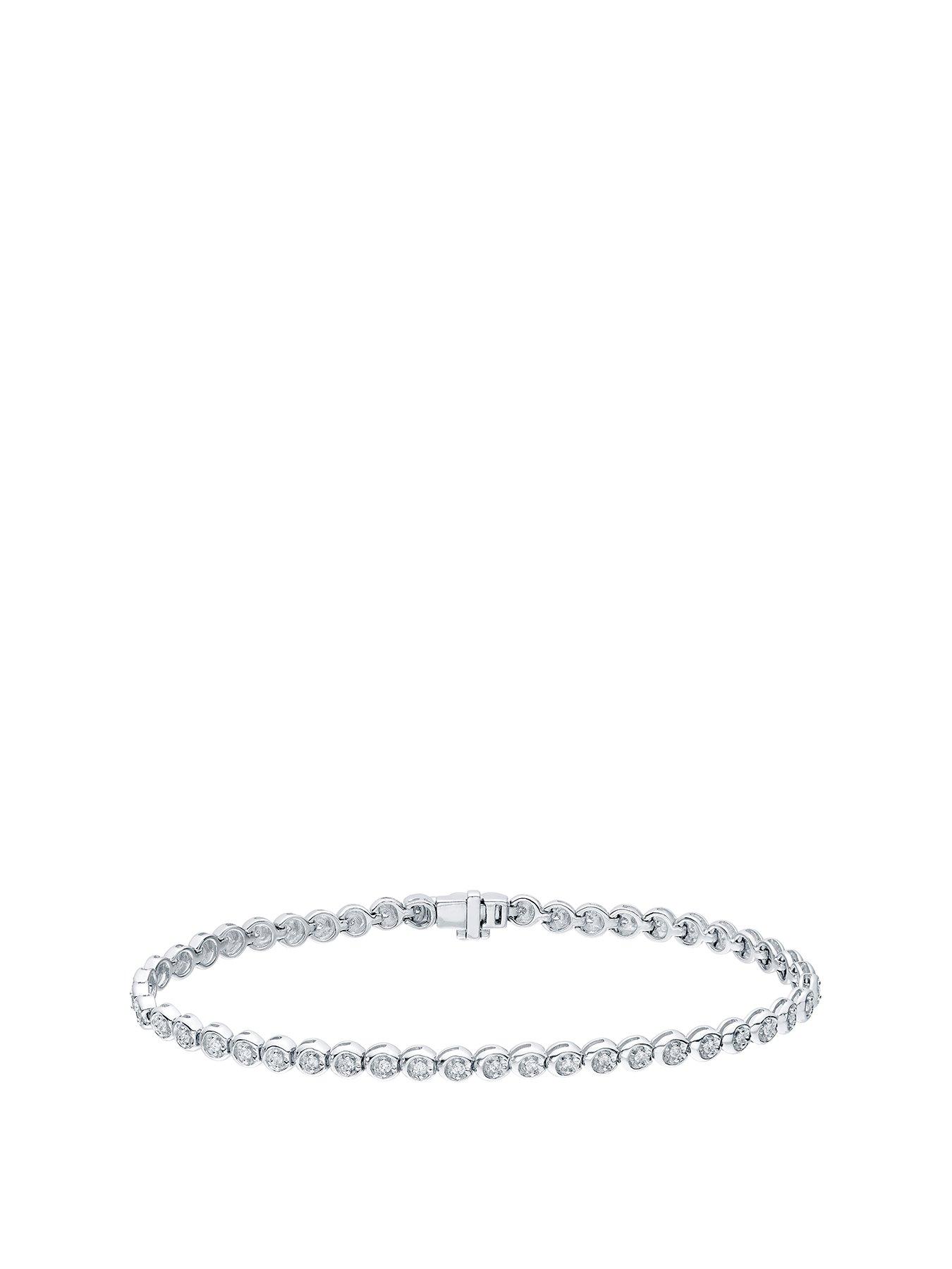 Ernest Jones 9ct White Gold 1ct Diamond Tennis Bracelet littlewoods