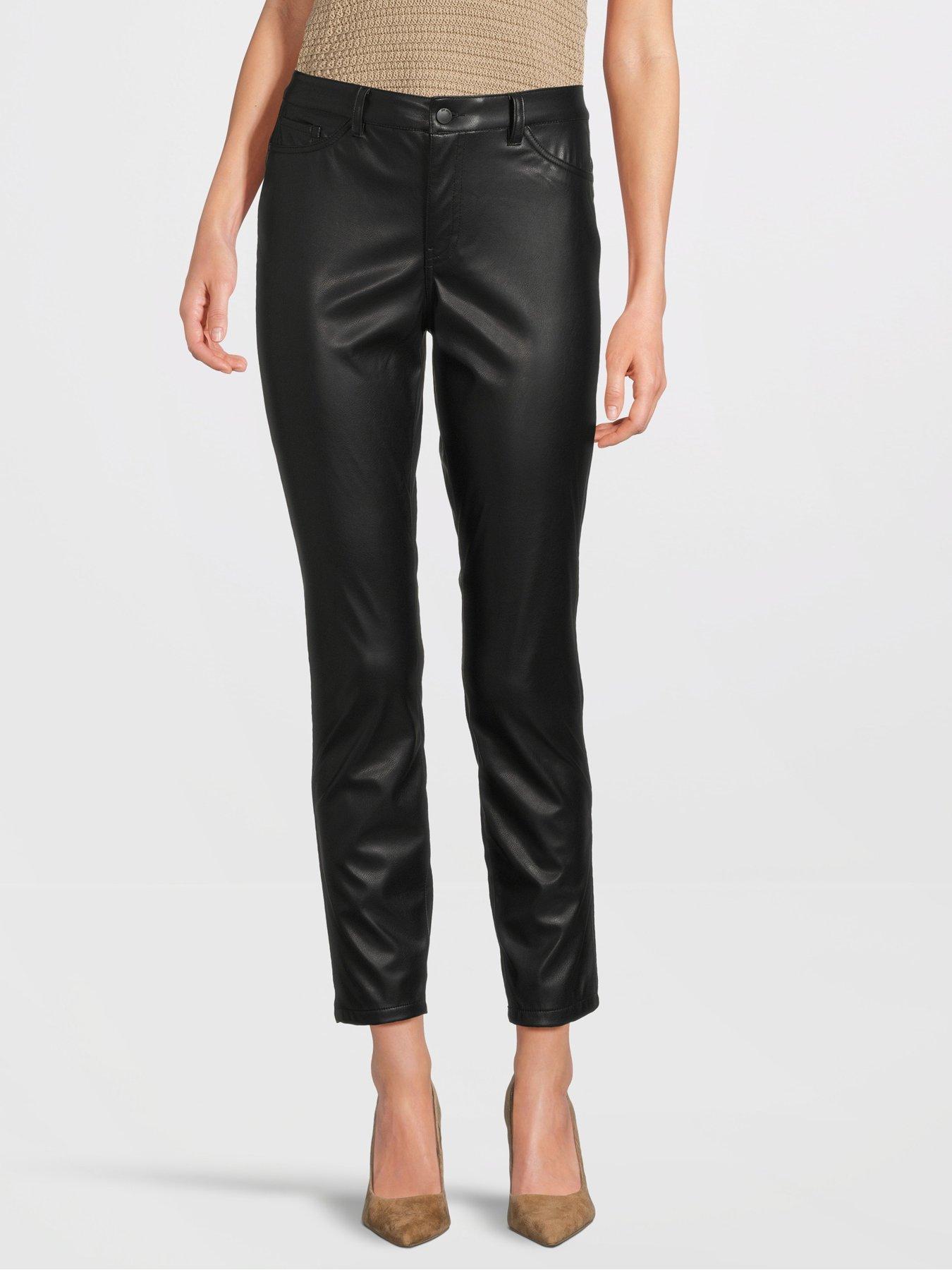 undefined Faux Leather Trousers - Black