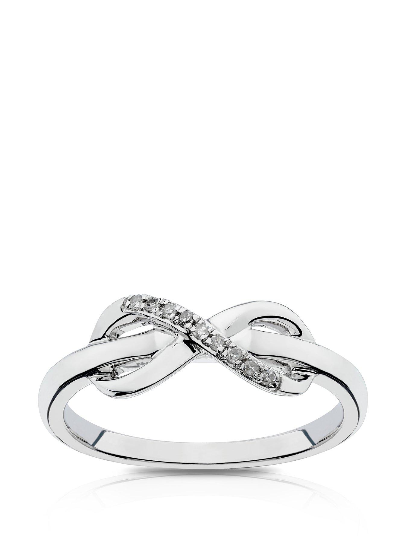 Image 1 of 6 of Ernest Jones Silver Infinity Diamond Engagement Ring