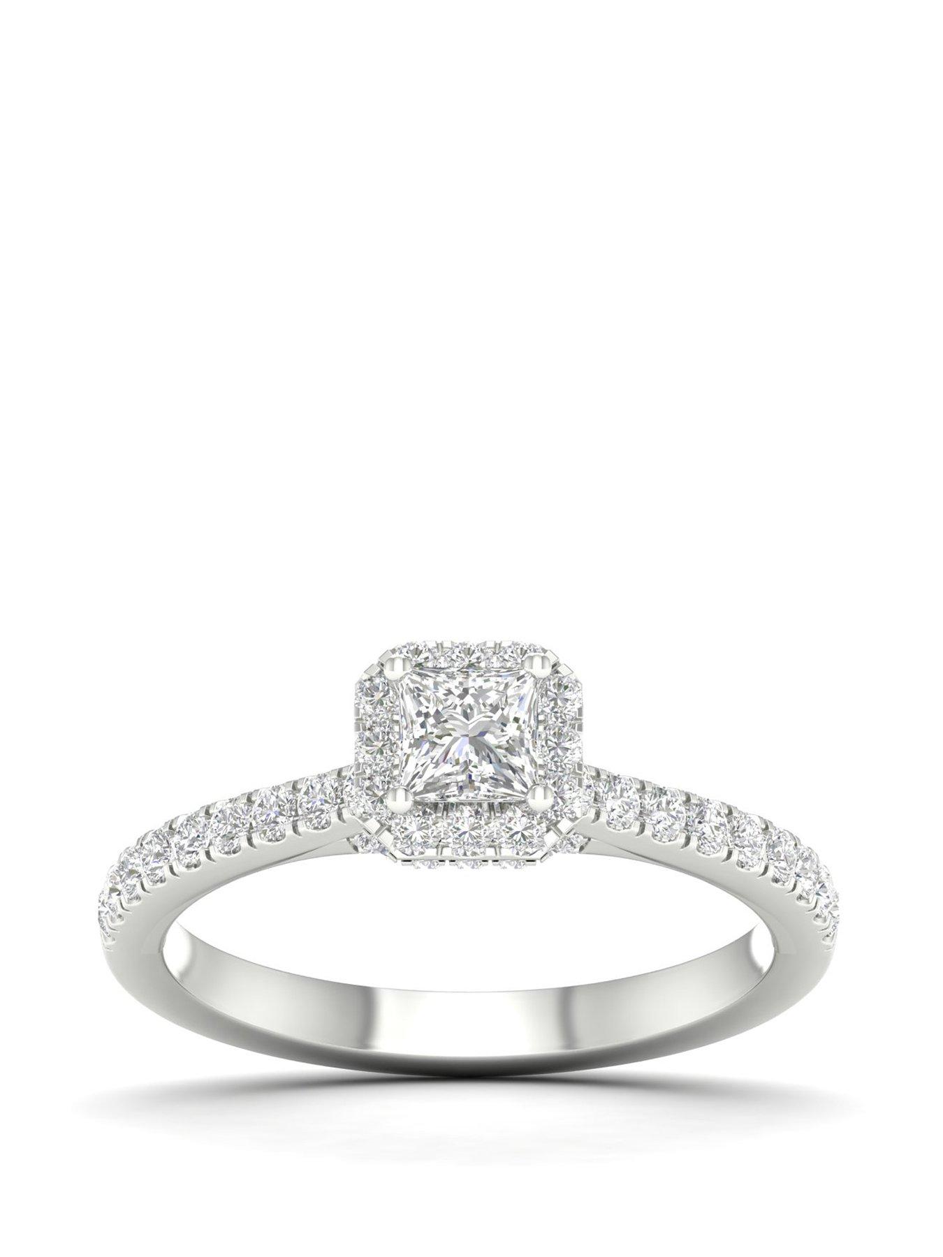 undefined 18ct White Gold  &  Platinum Ring. 0.75ct Diamond Halo Engagement Ring