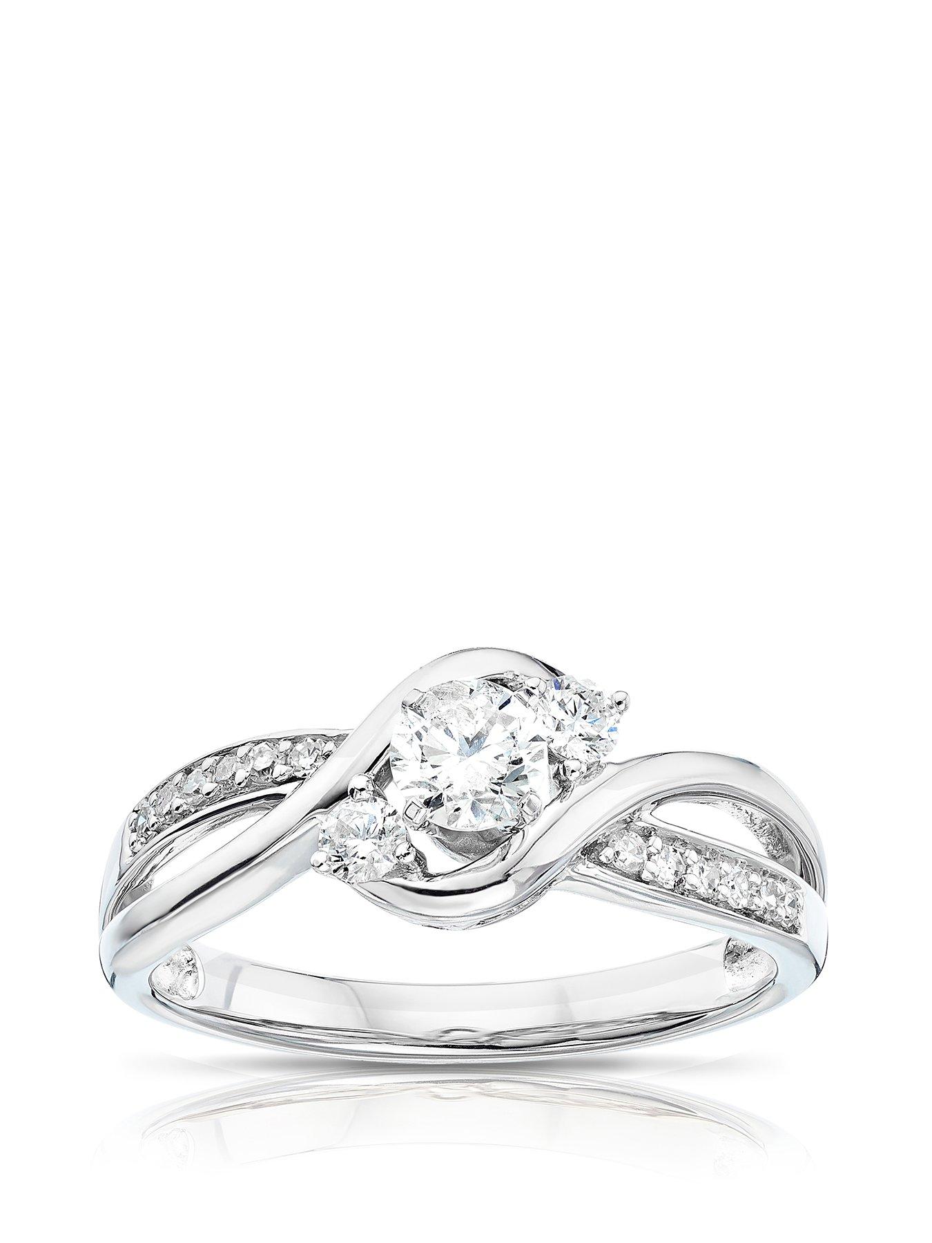 undefined 9ct White Gold 0.43ct Total Diamond Three Stone Ring