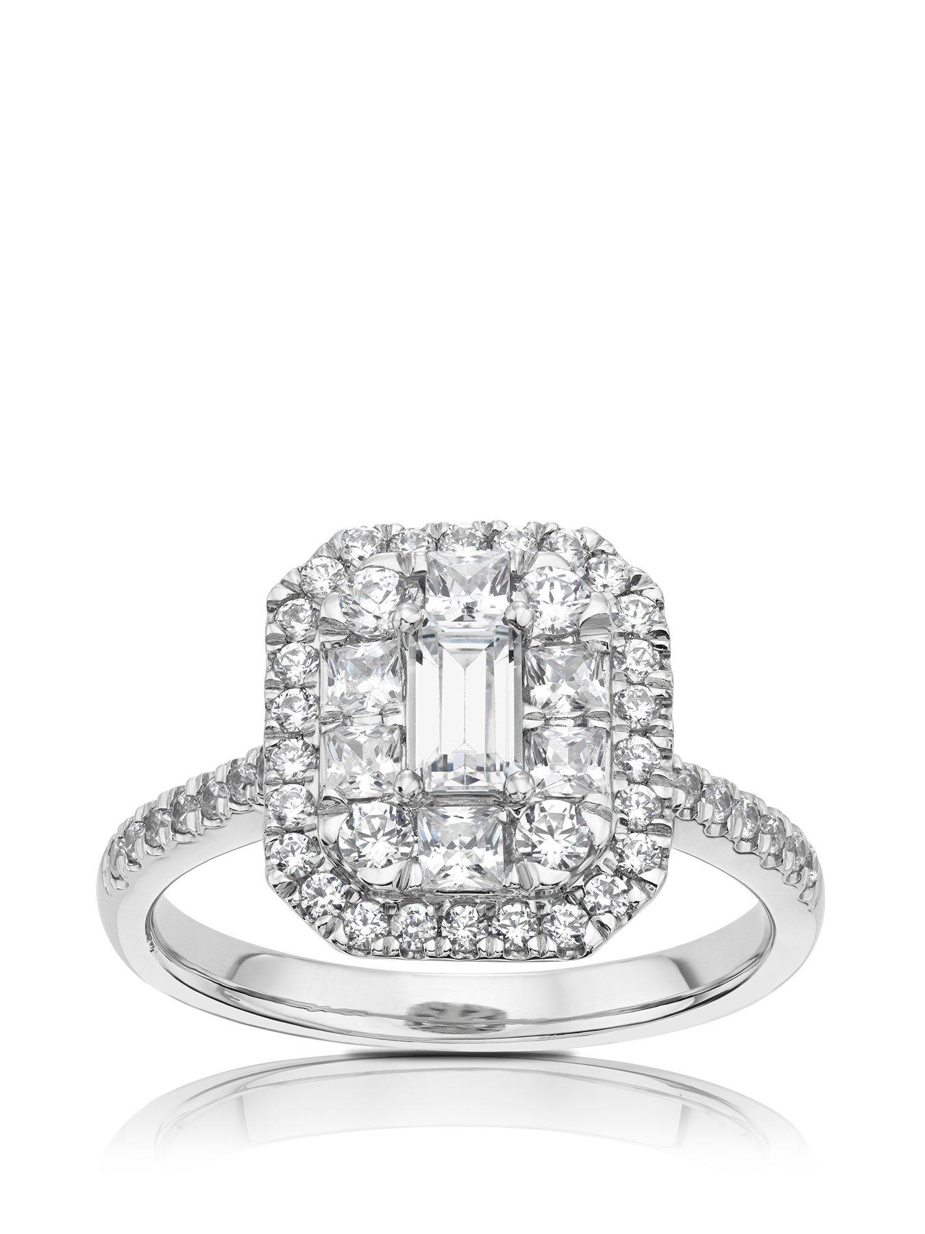 undefined Platinum 1ct Diamond Emerald Shape Engagement Ring