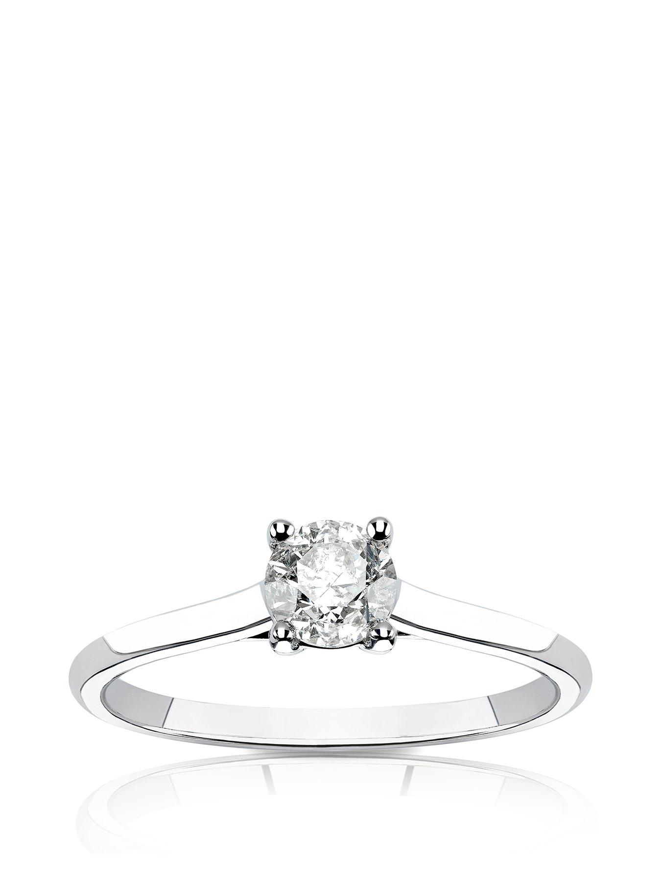 Image 1 of 4 of Ernest Jones 14ct White Gold 0.50ct Diamond Four Claw Solitaire Ring