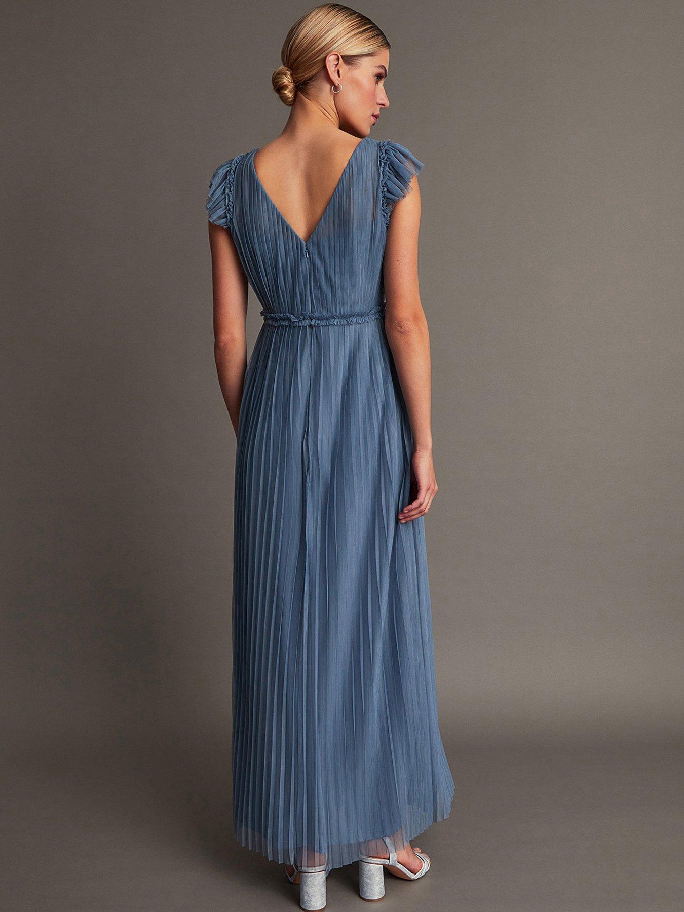 Image 2 of 5 of Monsoon Wendy Pleated Maxi Dress - Blue