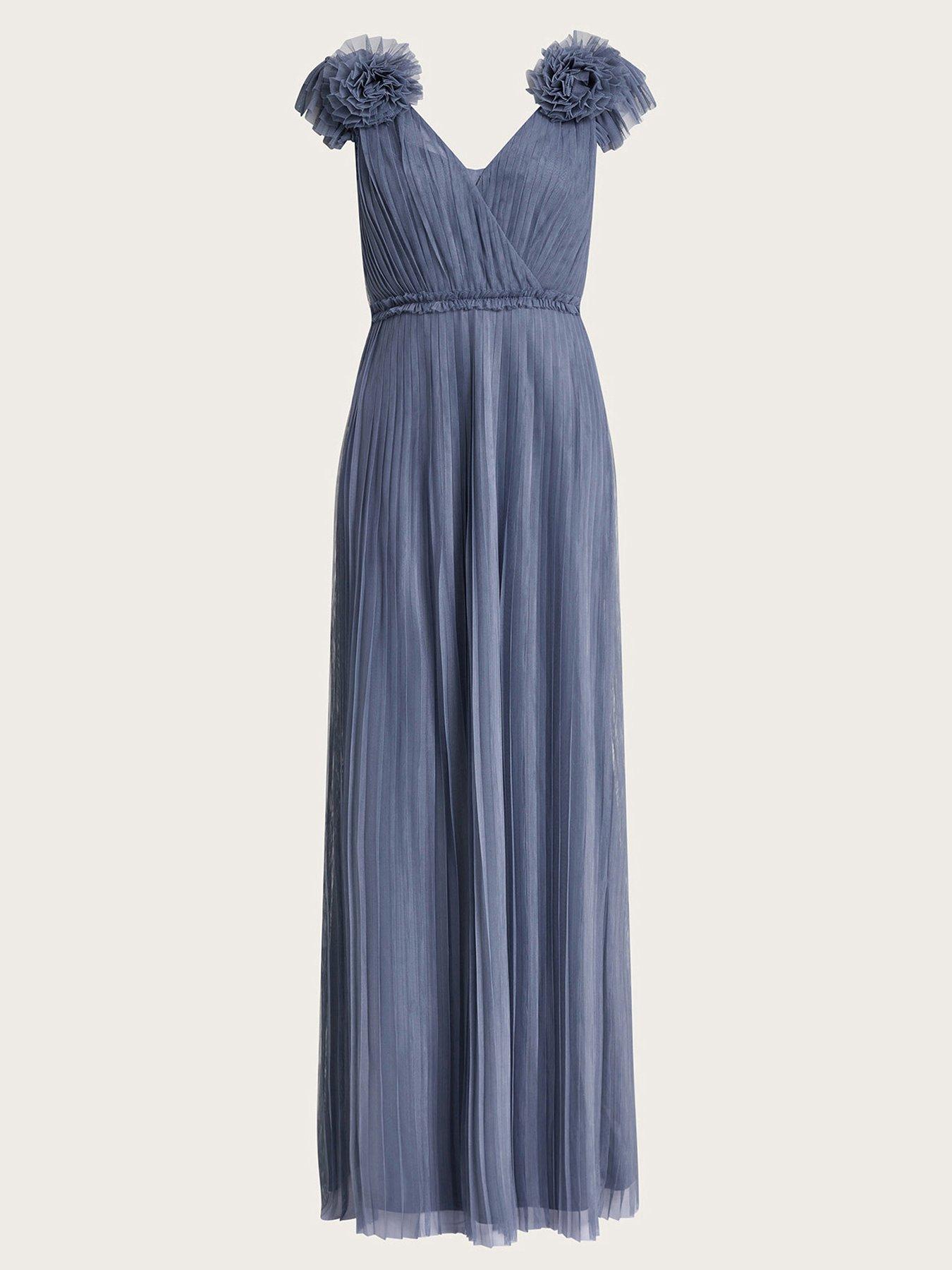 Image 3 of 5 of Monsoon Wendy Pleated Maxi Dress - Blue