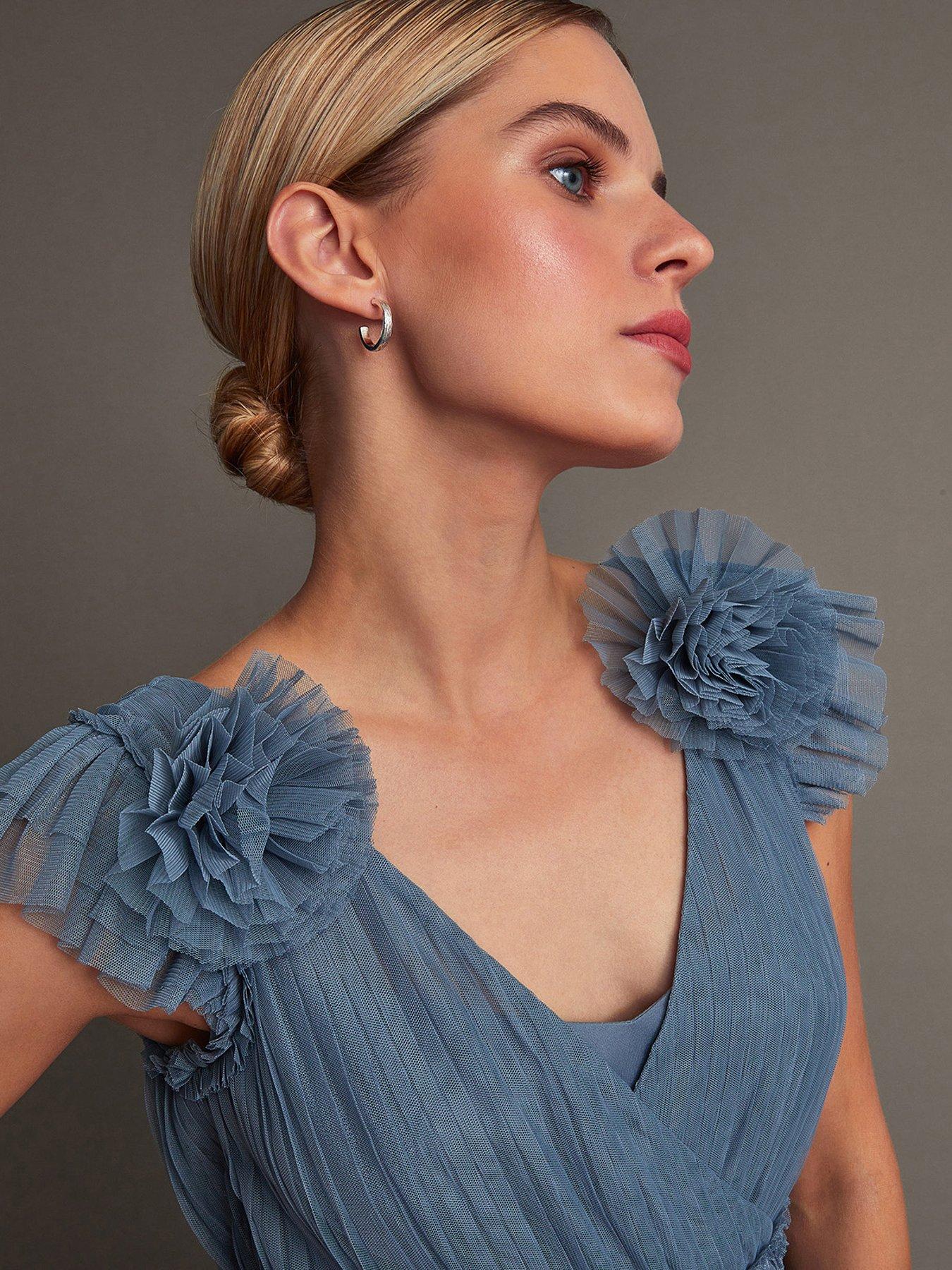 Image 4 of 5 of Monsoon Wendy Pleated Maxi Dress - Blue