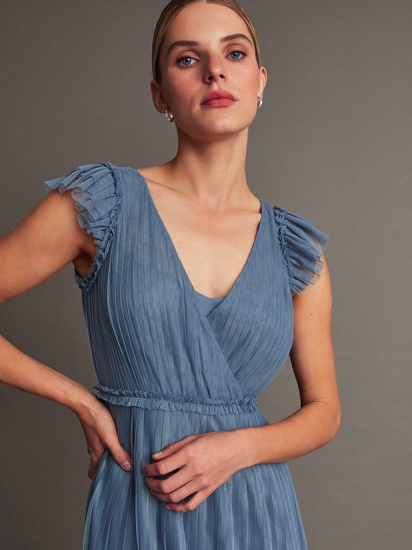 Image 5 of 5 of Monsoon Wendy Pleated Maxi Dress - Blue