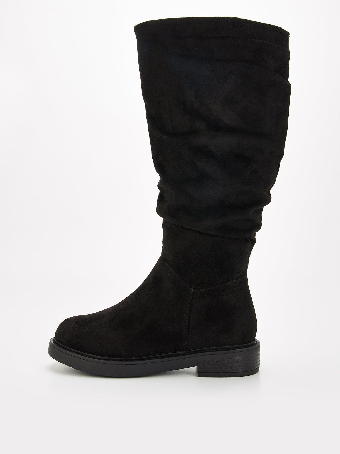 Black slouch boots wide calf hotsell