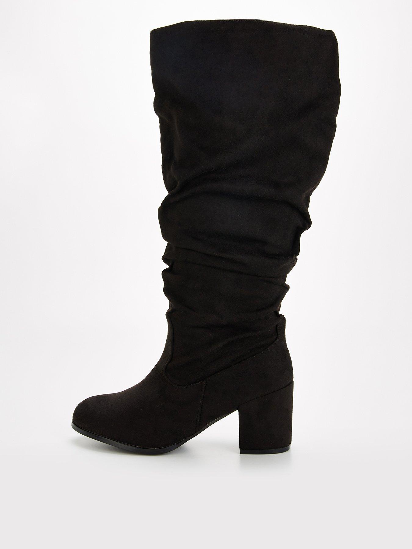 undefined Extra Wide Fit Knee High Slouch Boot With Wider Fitting Calf - Black