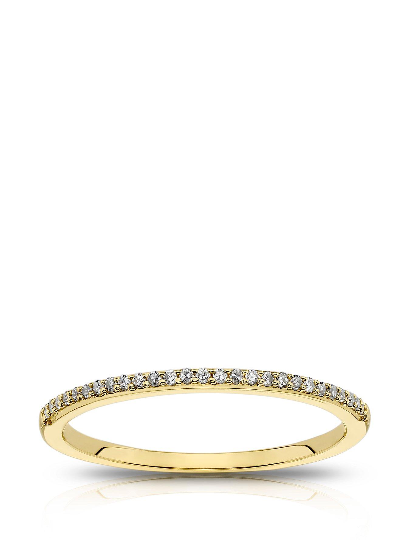 Ernest Jones 9ct Yellow Gold Diamond Pave Engagement Ring