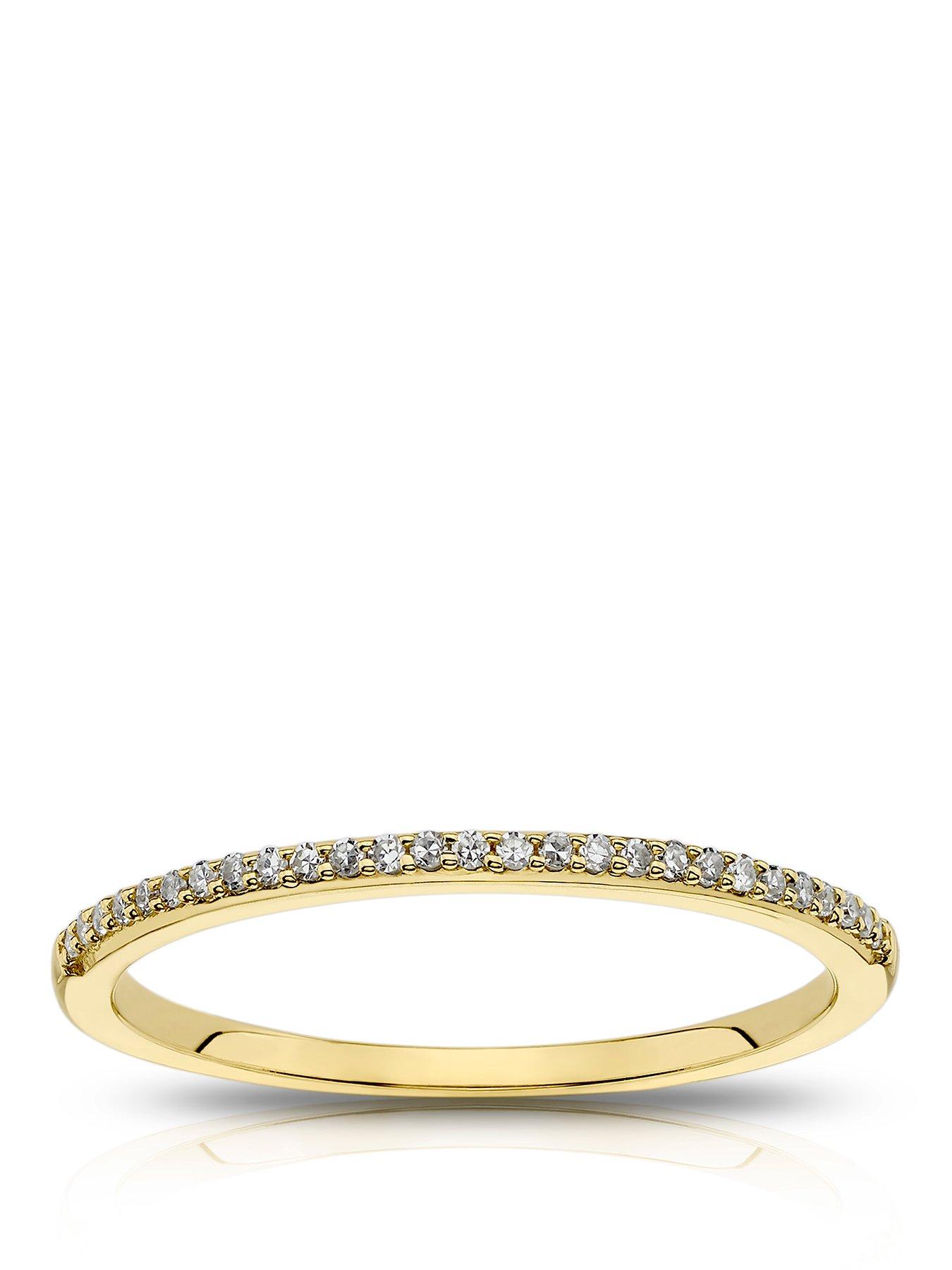 Ernest Jones 9ct Yellow Gold Diamond Pave Engagement Ring