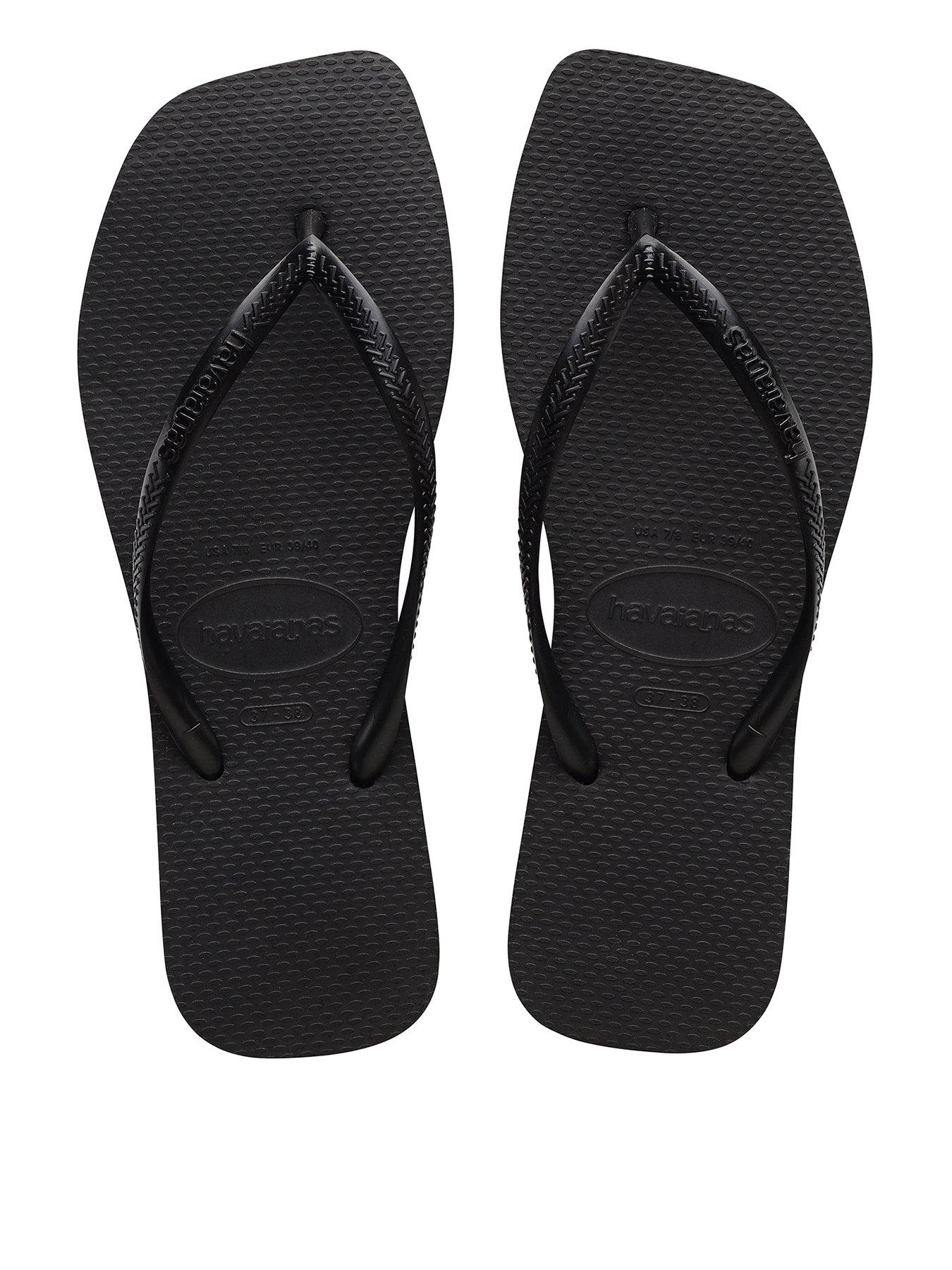 Image 1 of 5 of Havaianas Square Toe Flip Flops - Black
