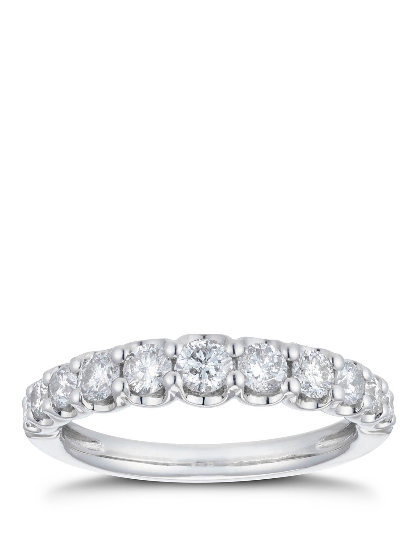 Ernest Jones Platinum Engagement Ring. 0.75ct Diamond Gradient Eternity Ring