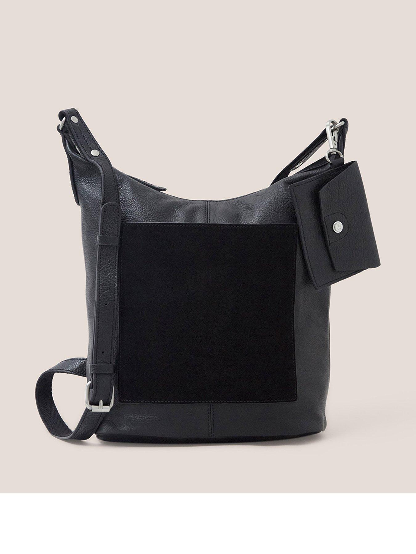 Black Woven Leather-Look Shoulder Bag
