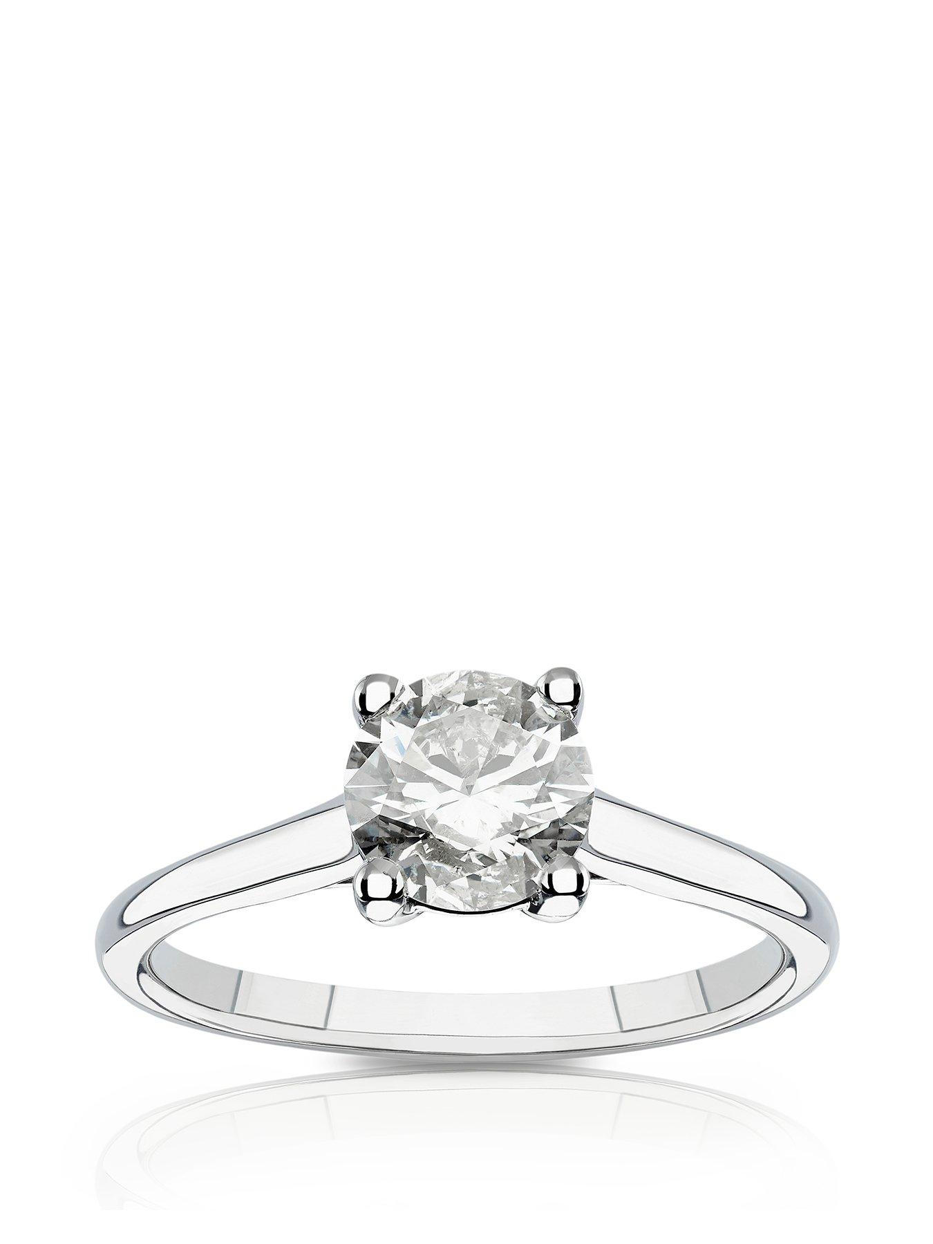 undefined 14ct White Gold Engagement Ring. 1ct Diamond Four Claw Solitaire Ring