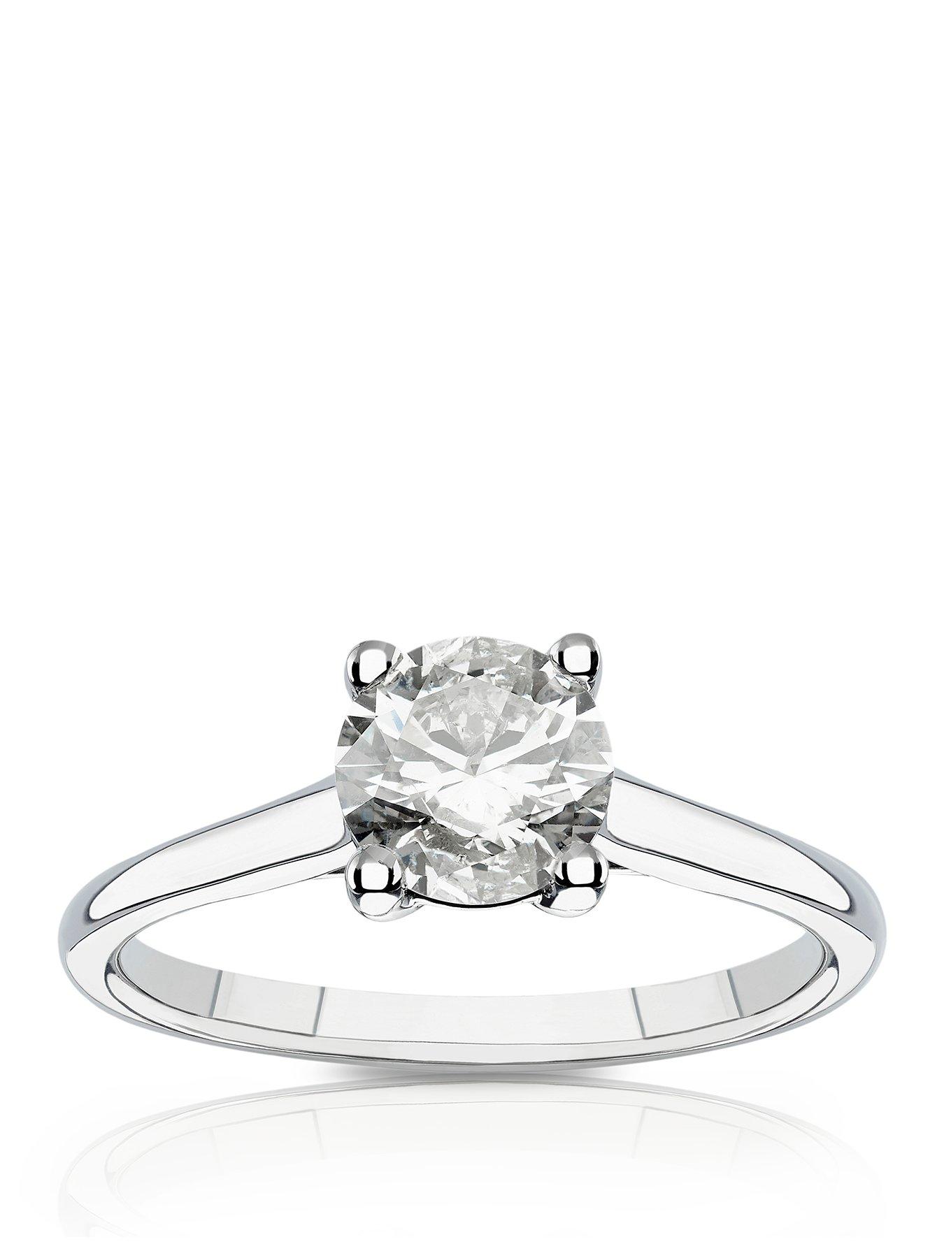 Ernest Jones 14ct White Gold Engagement Ring. 1ct Diamond Four Claw Solitaire Ring