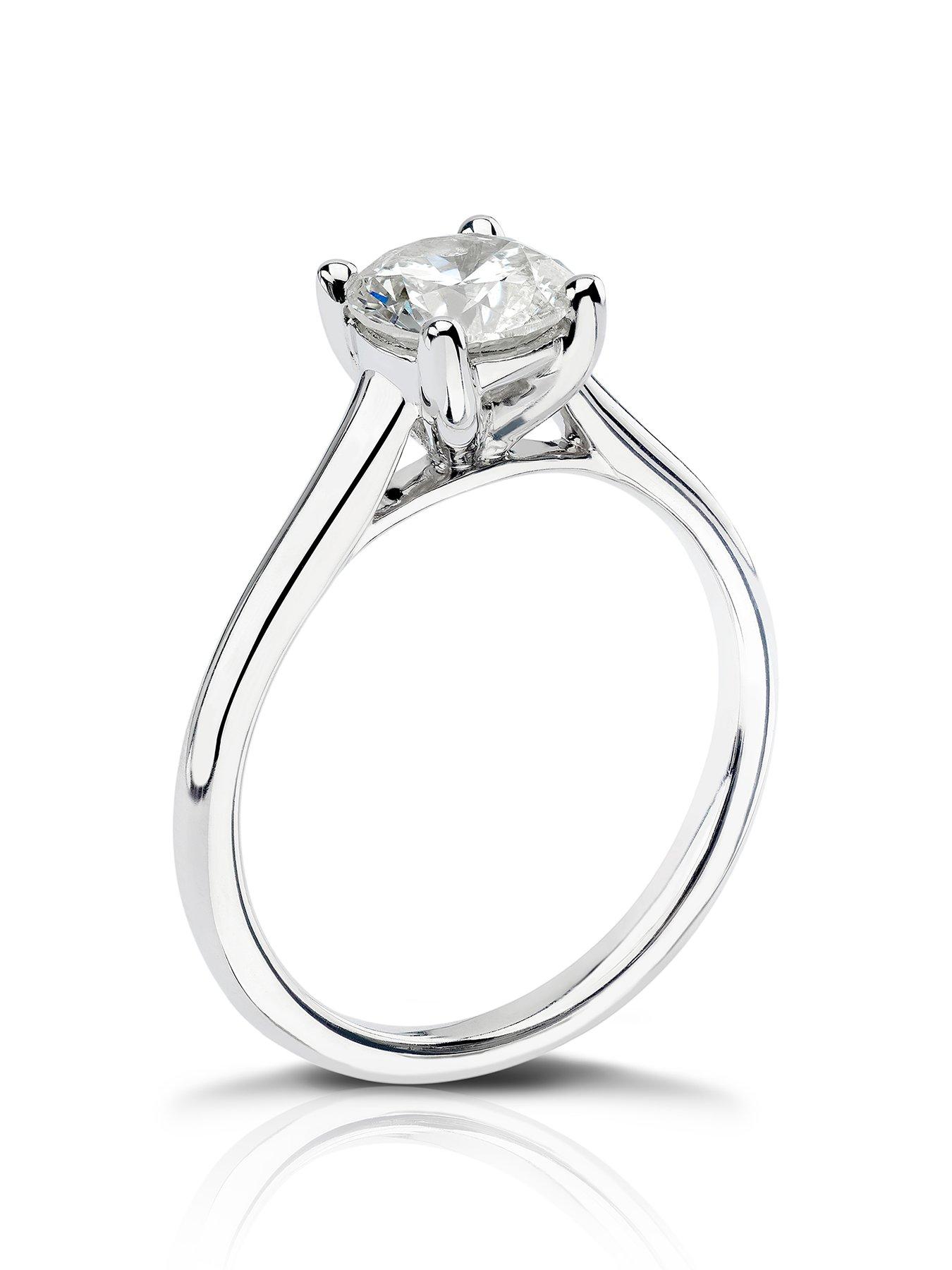 Image 2 of 3 of Ernest Jones 14ct White Gold Engagement Ring. 1ct Diamond Four Claw Solitaire Ring