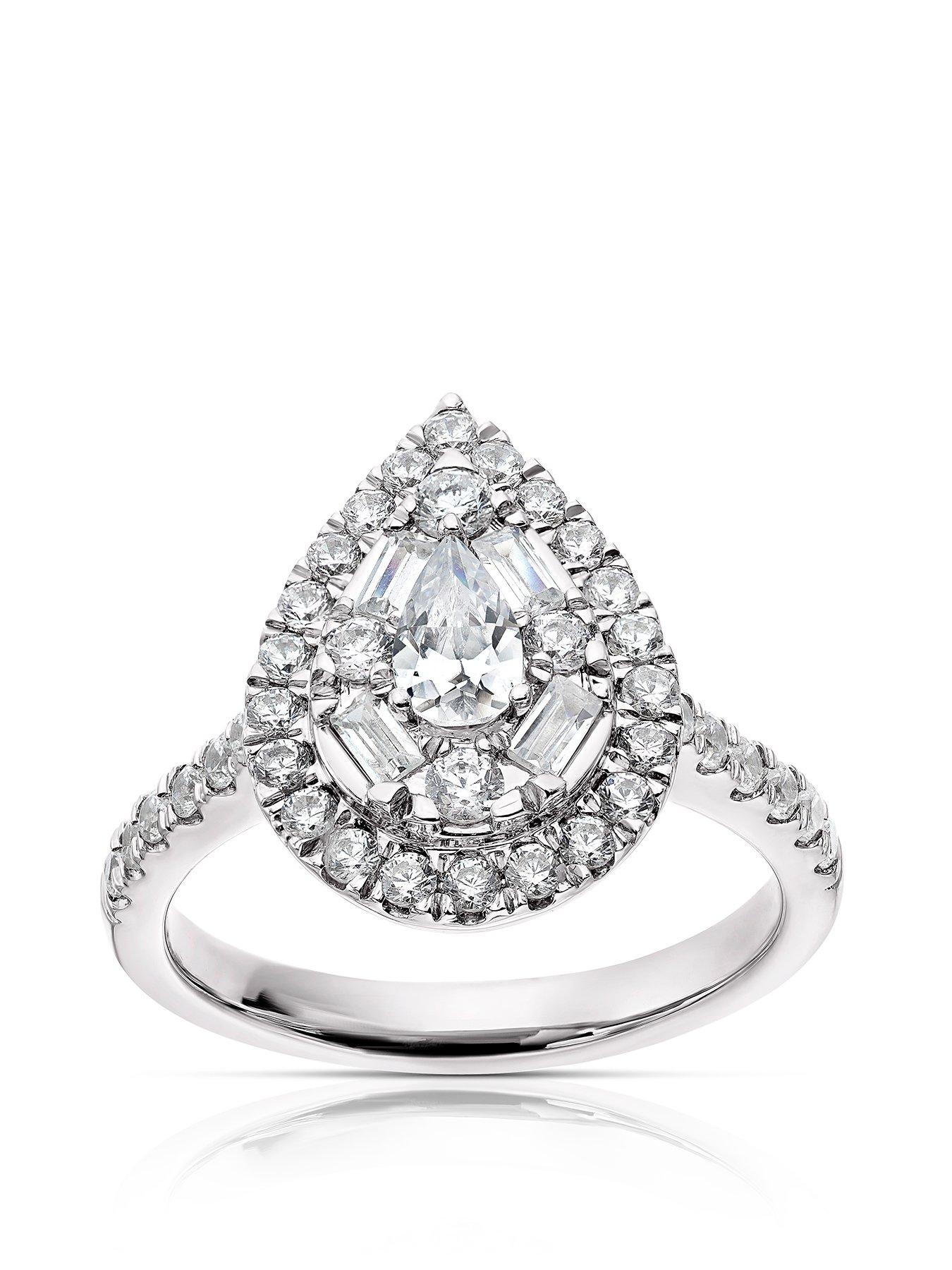 undefined Platinum Engagement Ring. 1ct Diamond Pear Shape Cluster Ring