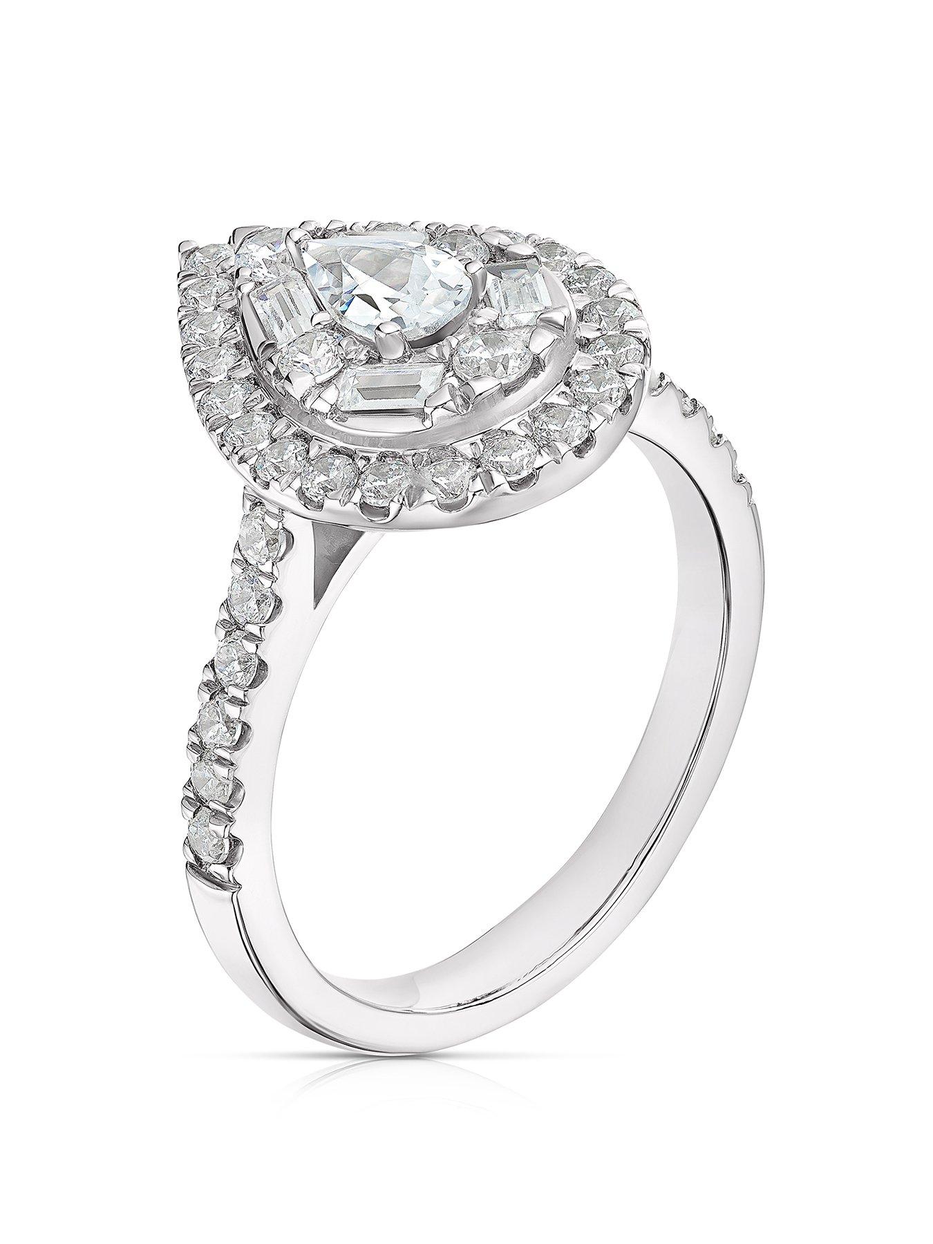 Ernest Jones Platinum Engagement 1ct Diamond Pear Shape