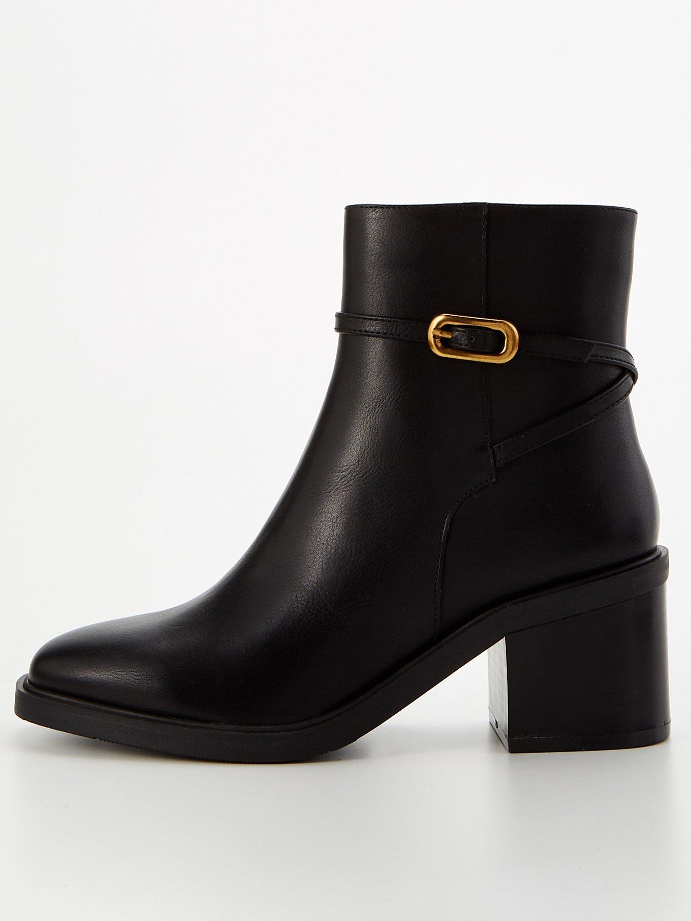 undefined Wide Fit Block Heel Ankle Boot With Zip - Black